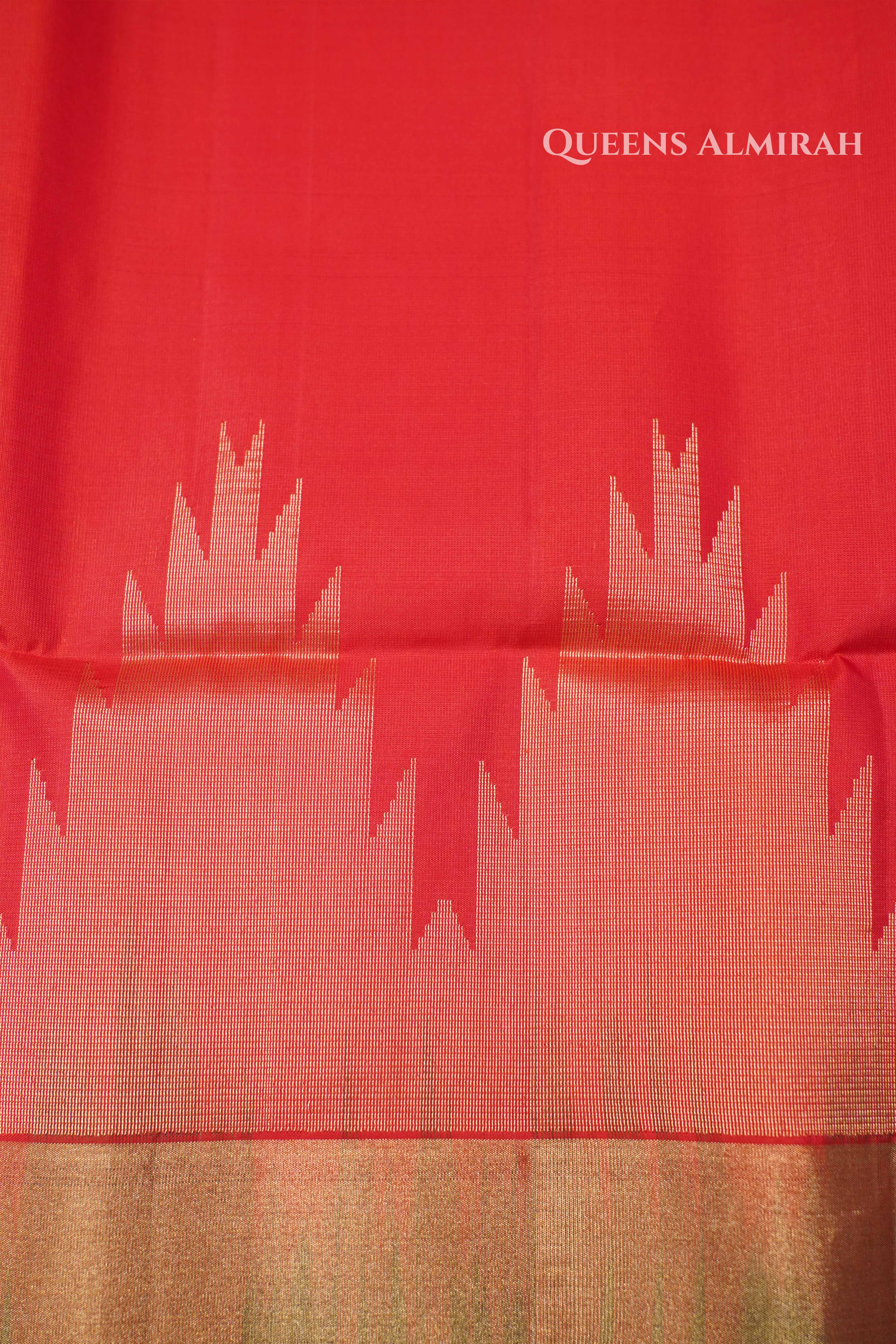 Red With Black Pure Soft Silk Saree QUEENS ALMIRAH