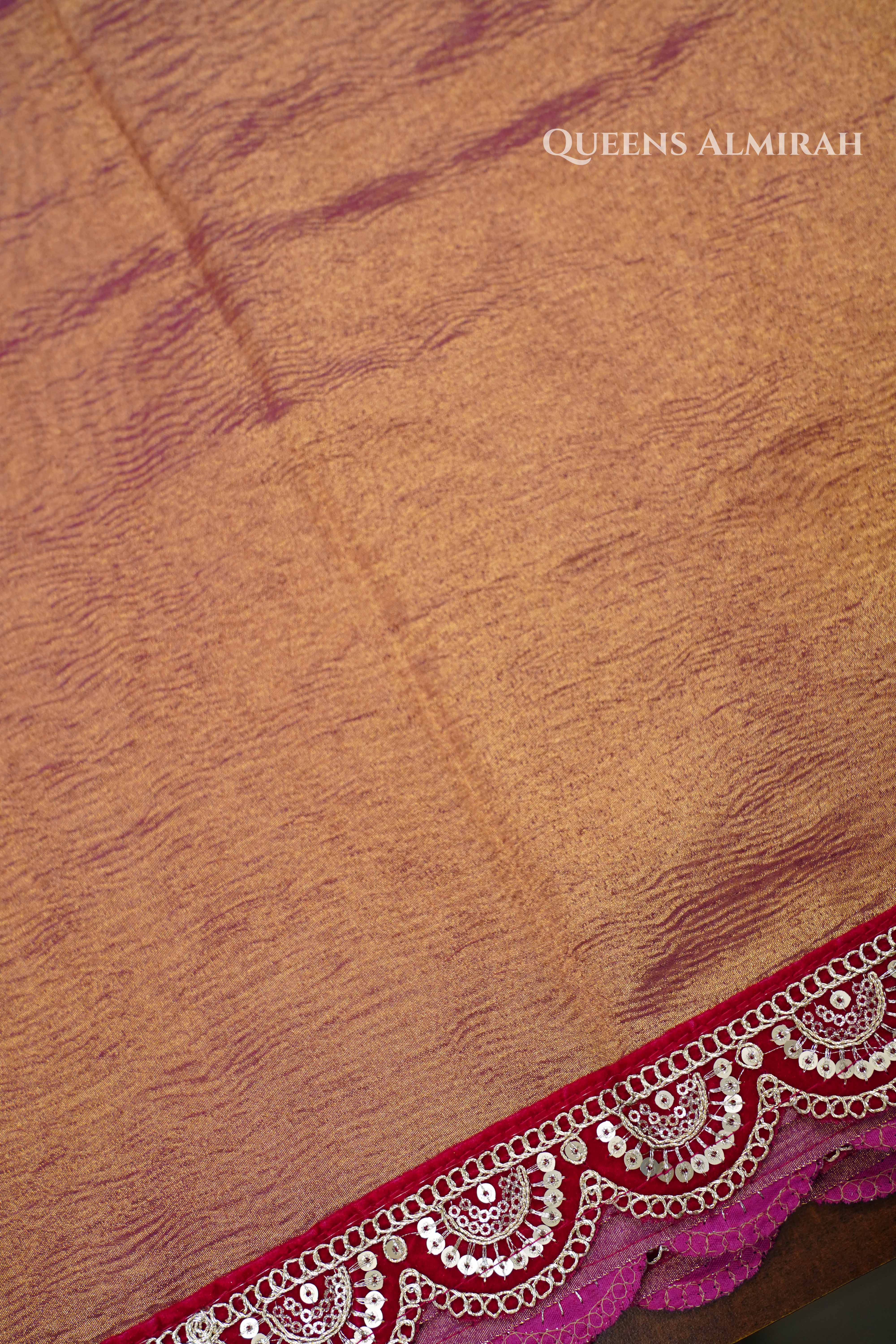 Reddish Grey Crush Tissue Saree QUEENS ALMIRAH