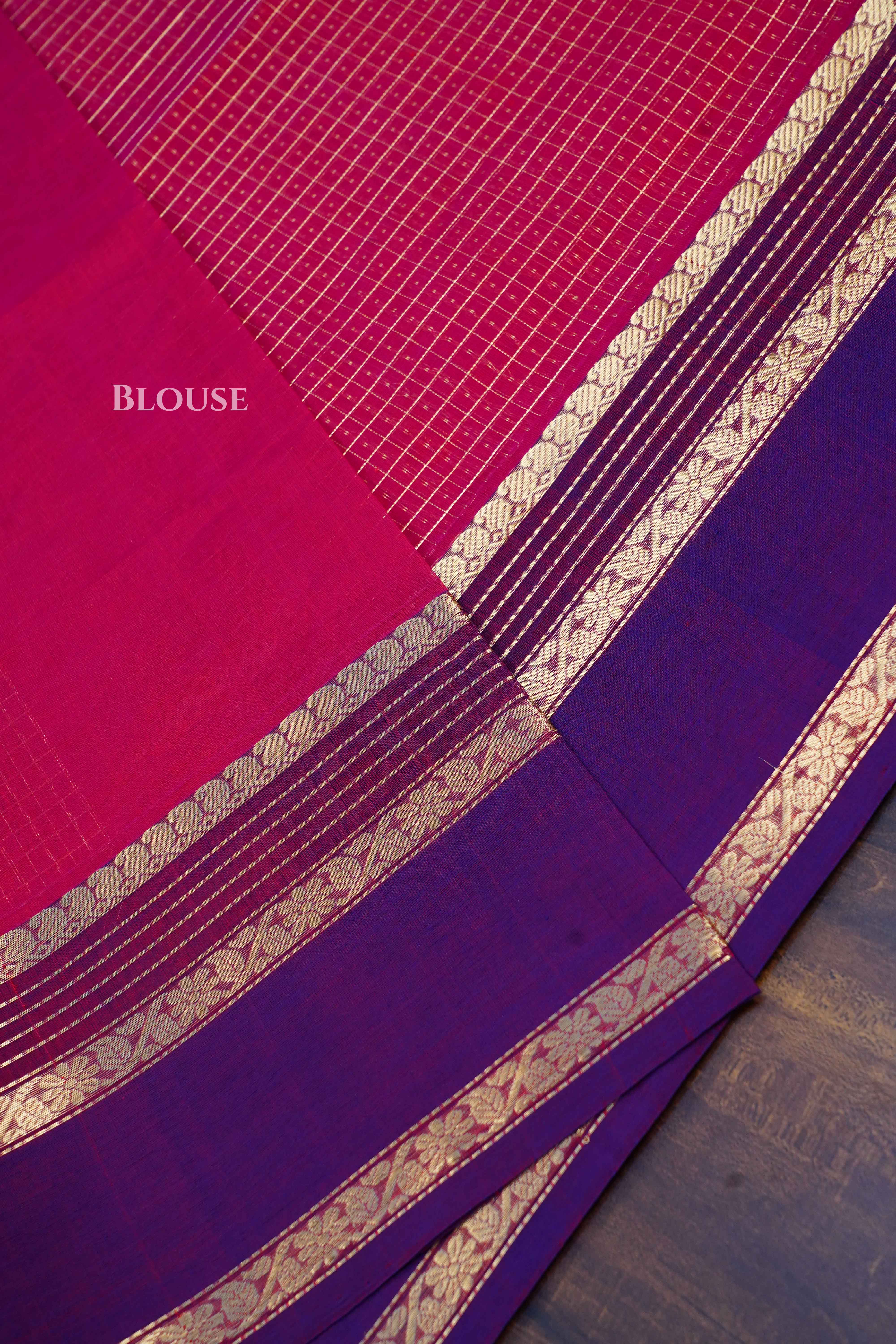 Rose Red -Karaikudi Chettinad Silk Cotton Saree QUEENS ALMIRAH