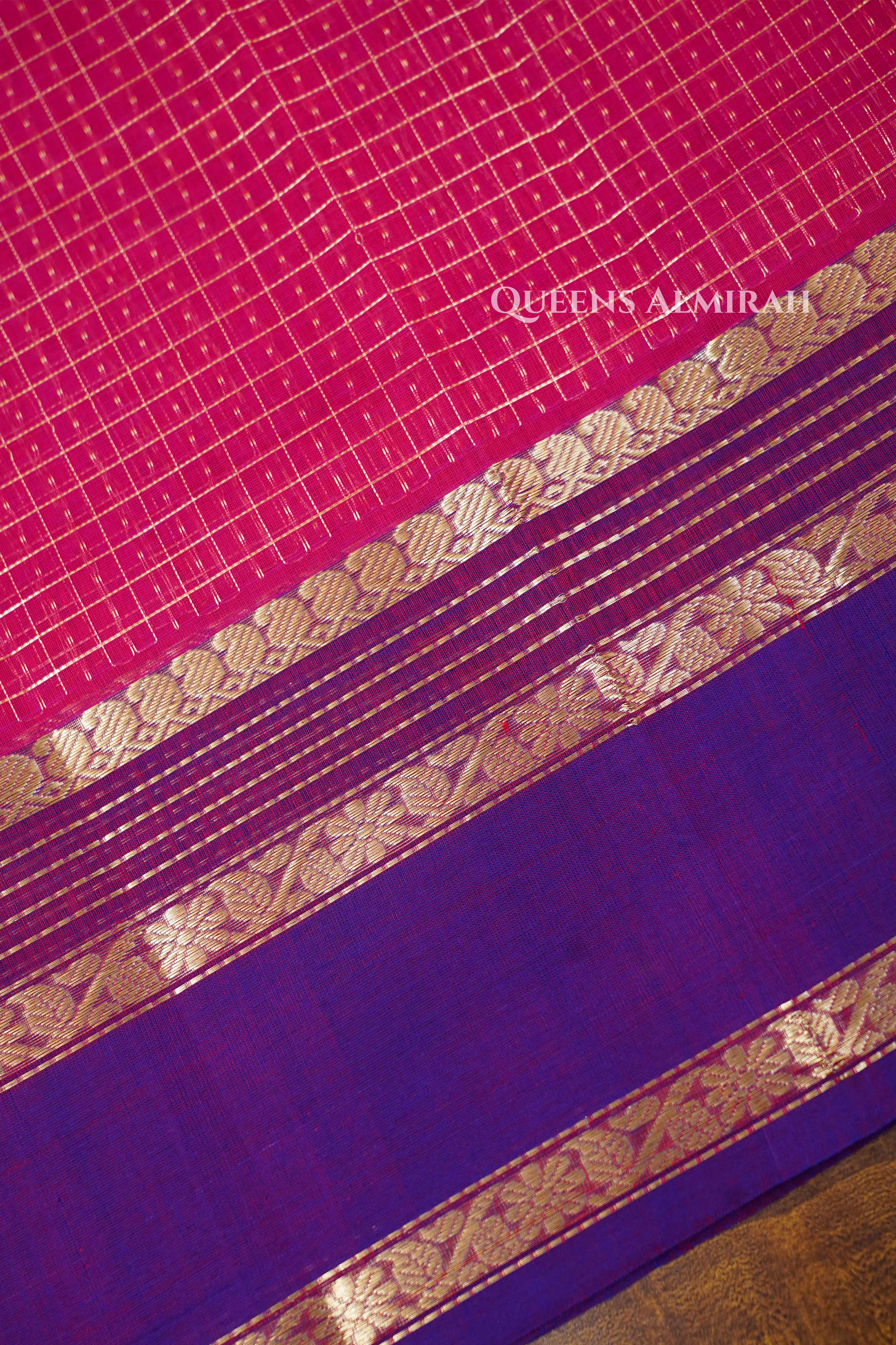 Rose Red -Karaikudi Chettinad Silk Cotton Saree QUEENS ALMIRAH