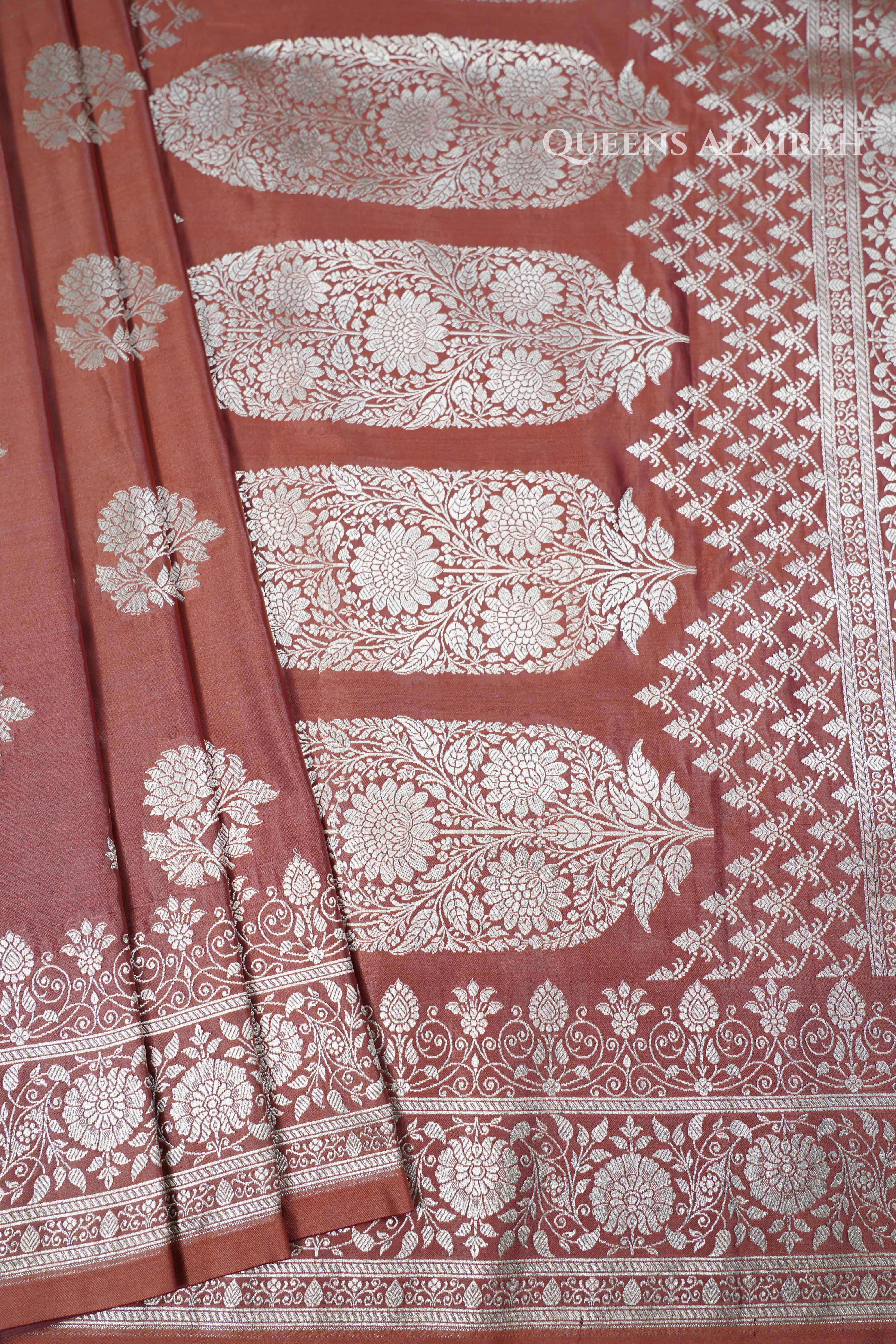 Rose Vale Mushru Banarasi Silk Saree QUEENS ALMIRAH