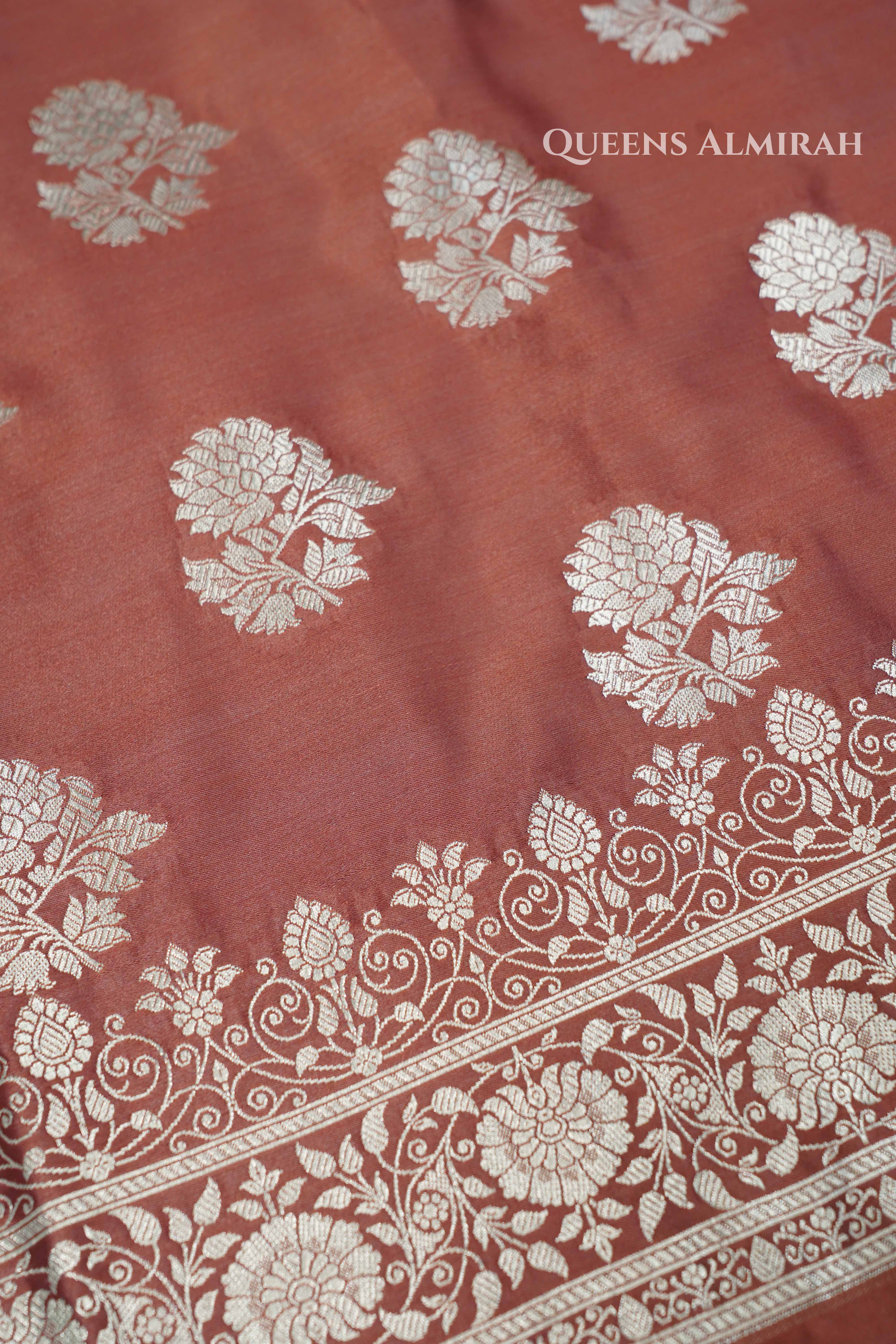 Rose Vale Mushru Banarasi Silk Saree QUEENS ALMIRAH
