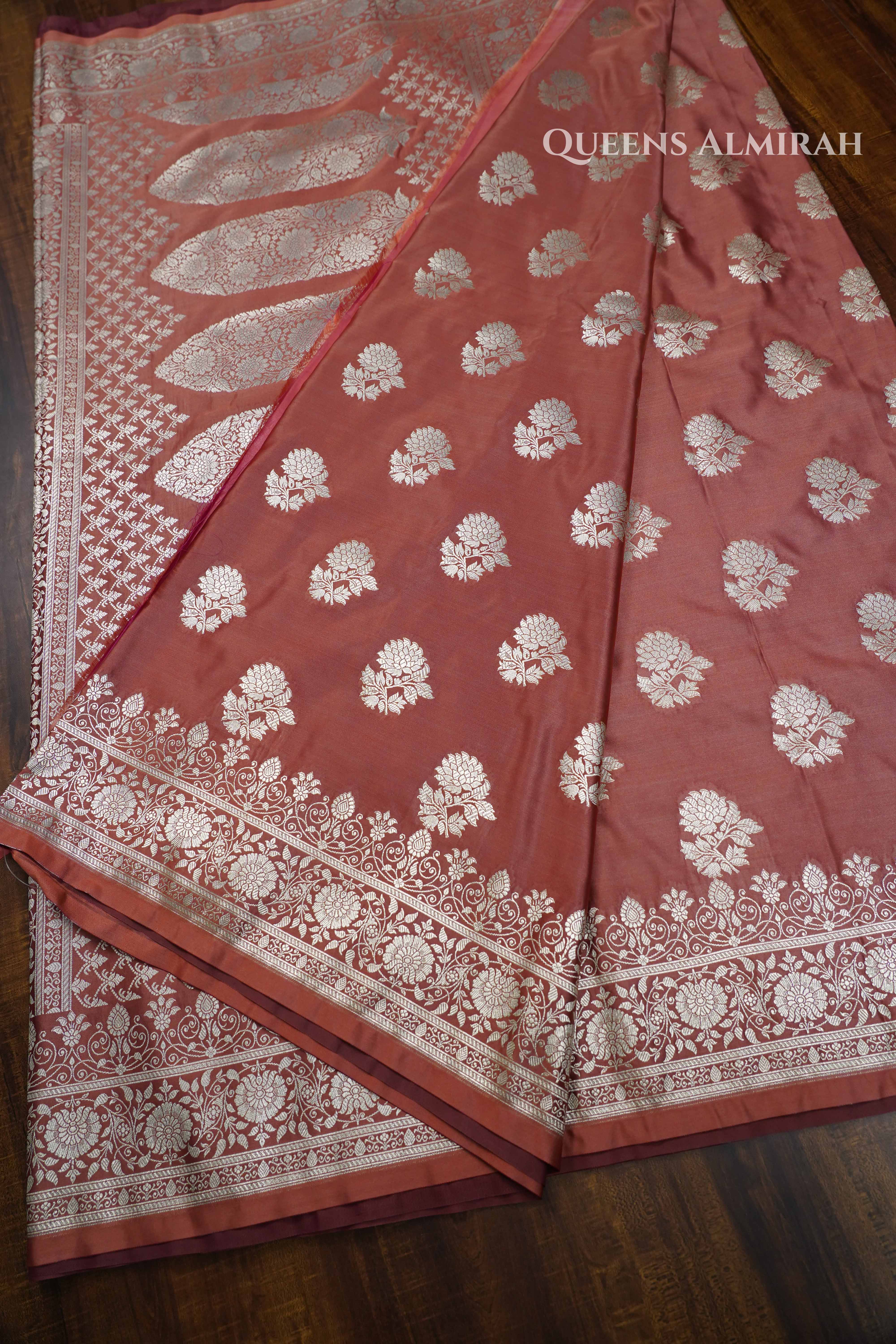 Rose Vale Mushru Banarasi Silk Saree QUEENS ALMIRAH