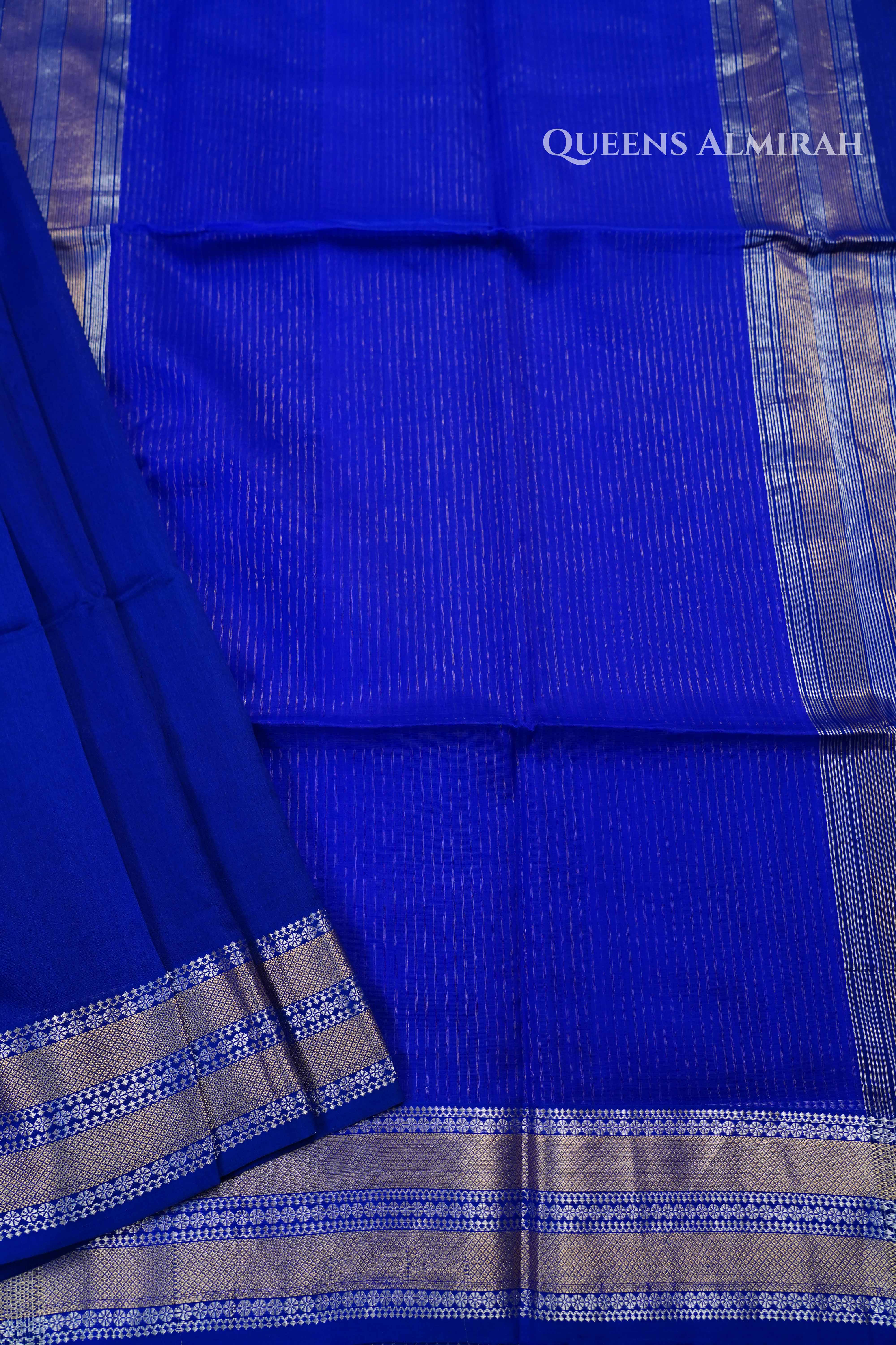Royal Blue Maheshwari Silk Cotton Saree QUEENS ALMIRAH