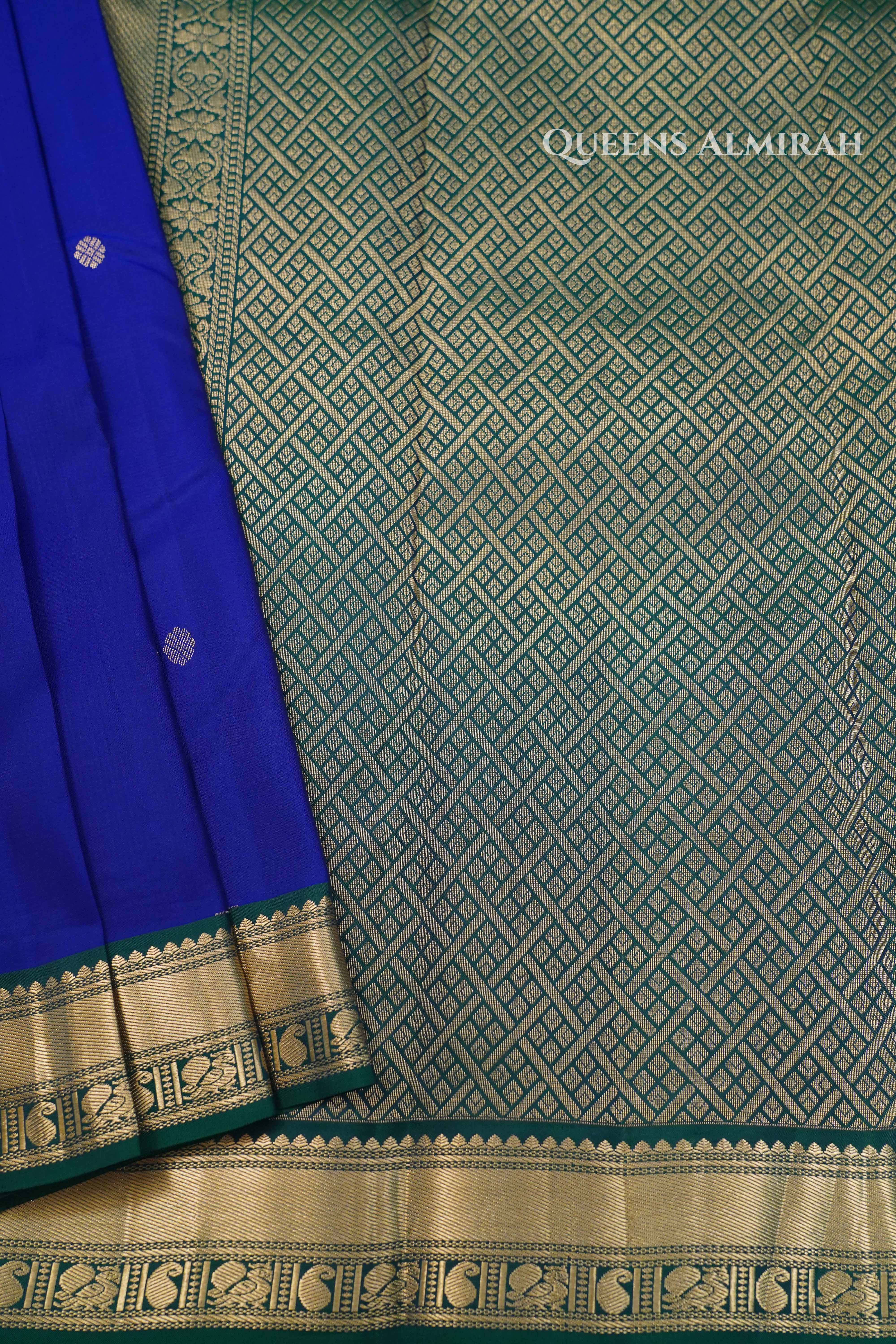Royal Blue Pure Kanchivaram Silk Saree QUEENS ALMIRAH