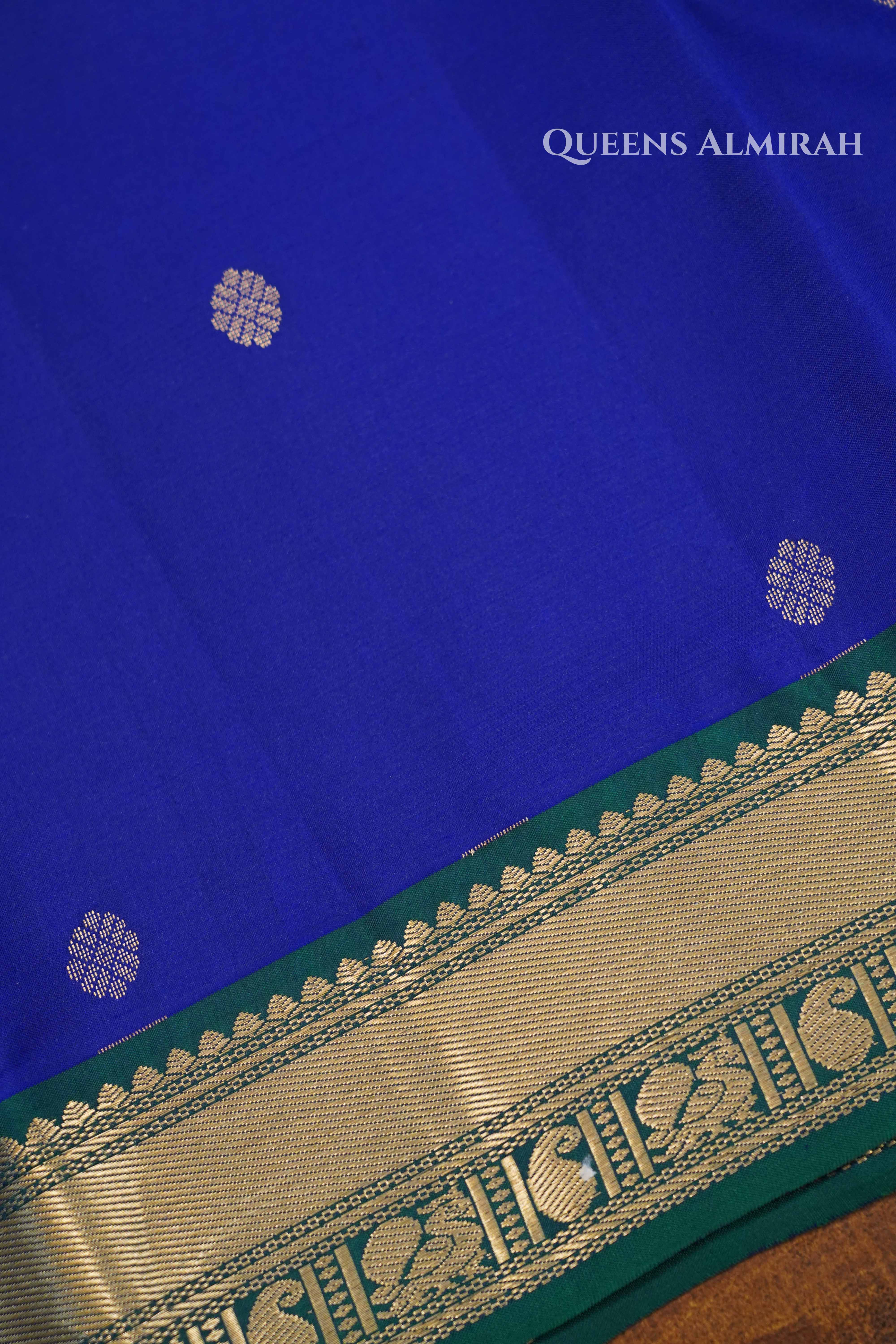Royal Blue Pure Kanchivaram Silk Saree QUEENS ALMIRAH