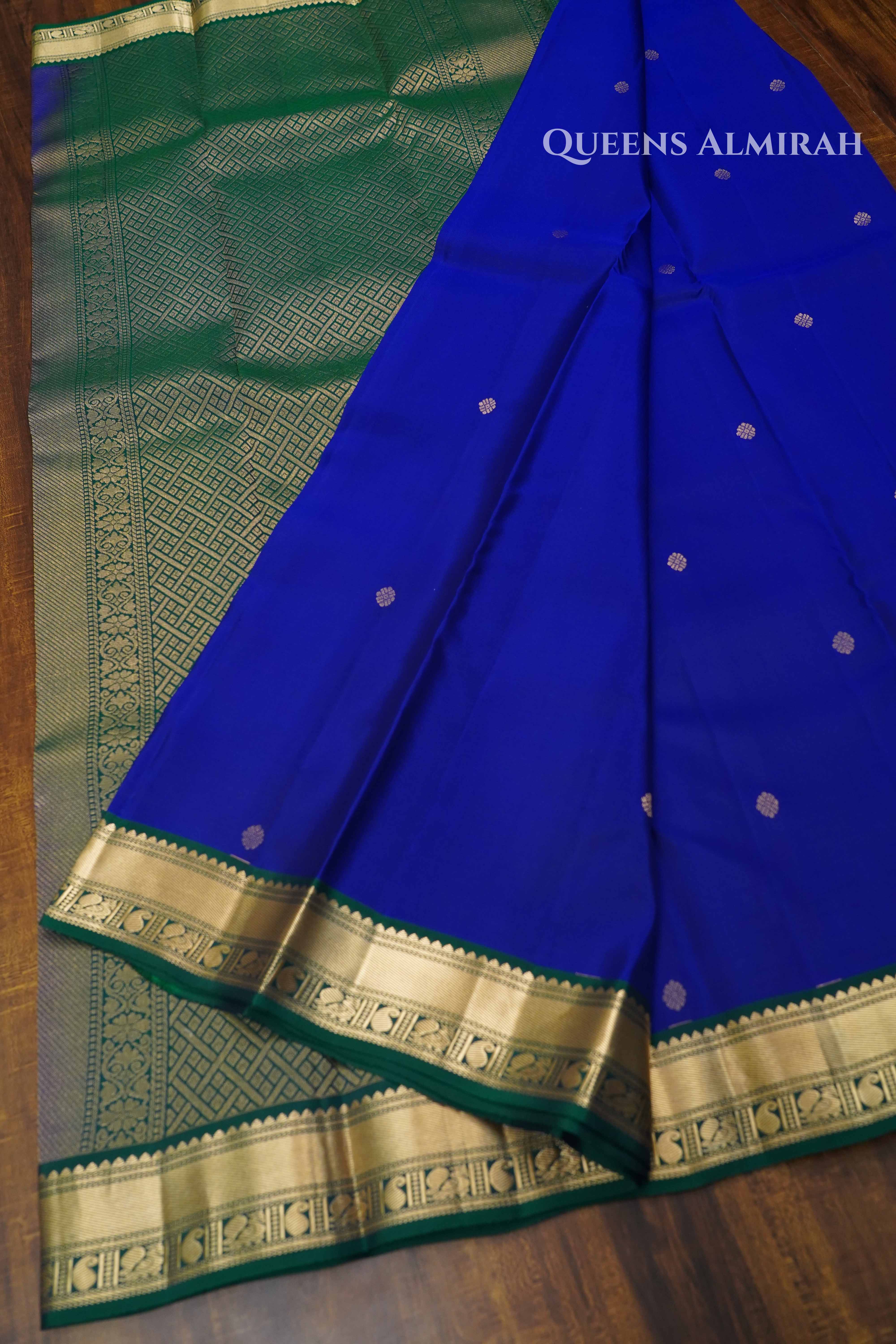 Royal Blue Pure Kanchivaram Silk Saree QUEENS ALMIRAH
