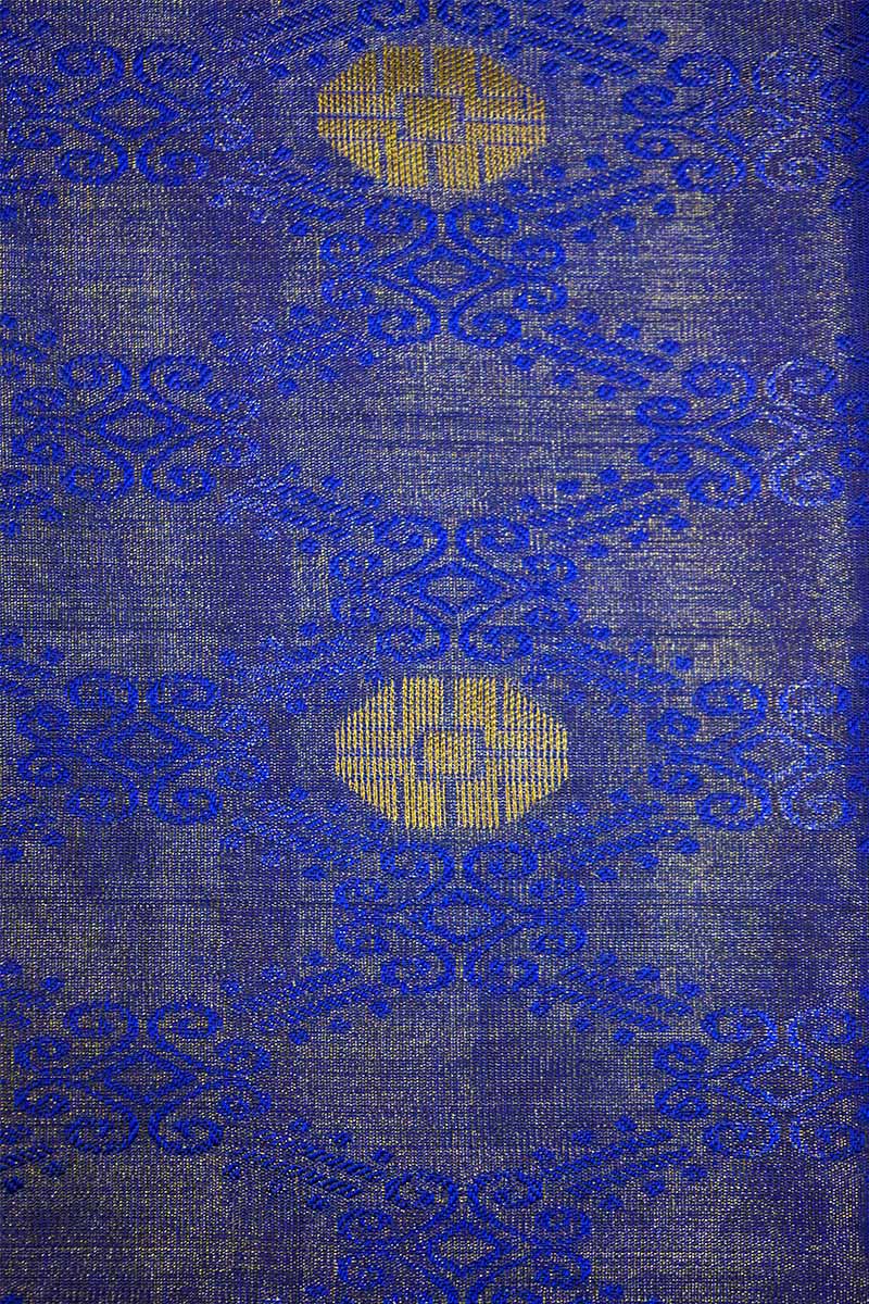 ROYAL BLUE TISSUE KANCHI SILK SAREE - Queens Jewel Emporium