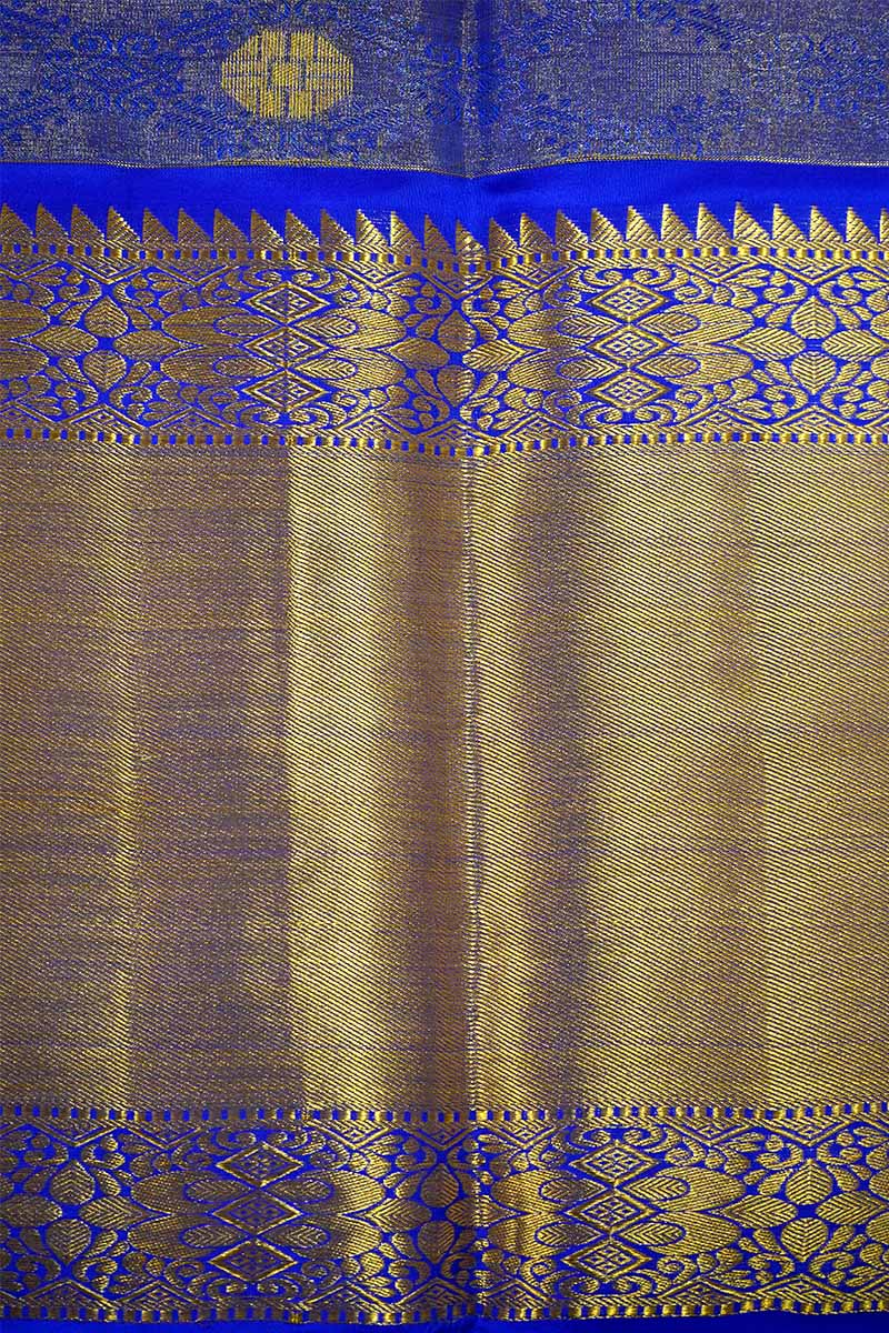 ROYAL BLUE TISSUE KANCHI SILK SAREE - Queens Jewel Emporium