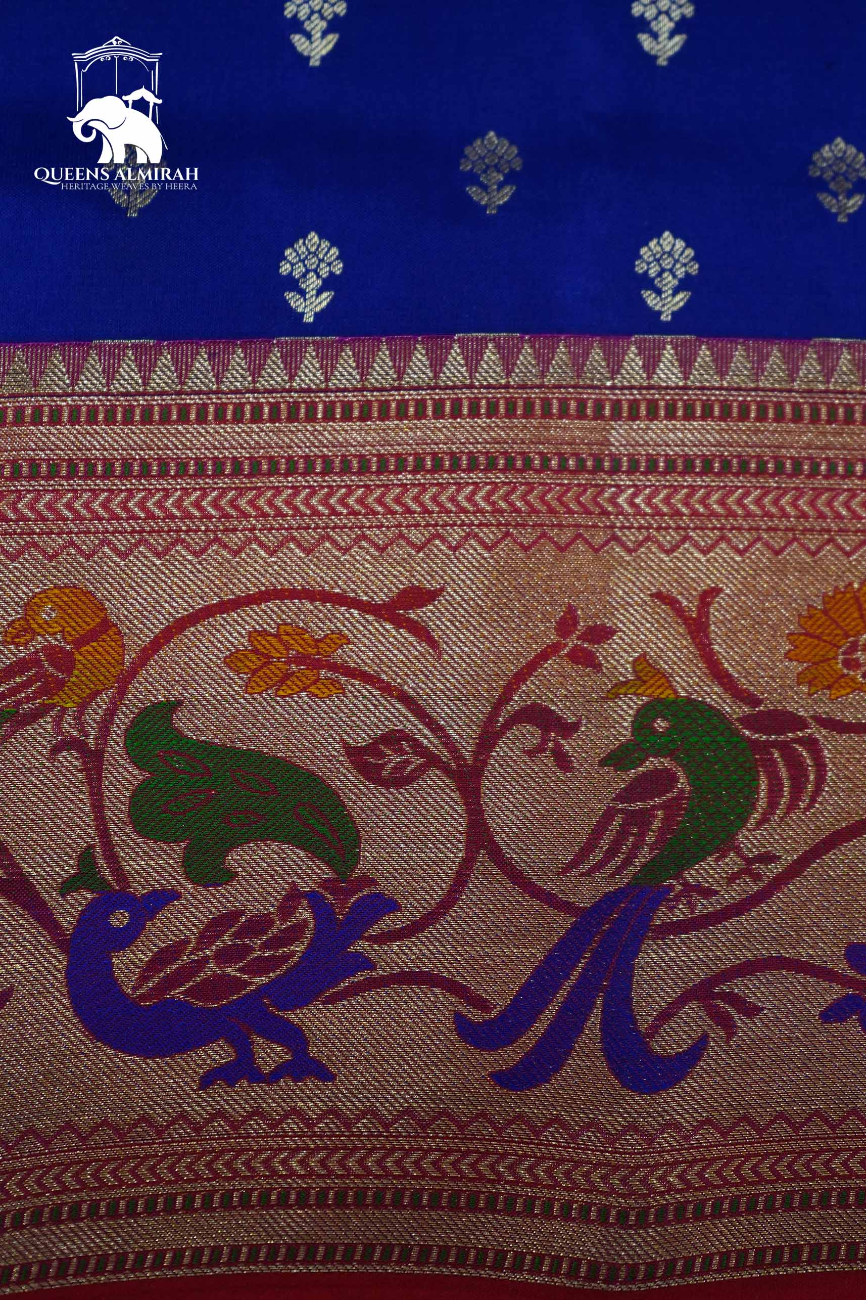 ROYAL BLUE WITH RED SOFT SILK SAREE - Queens Jewel Emporium