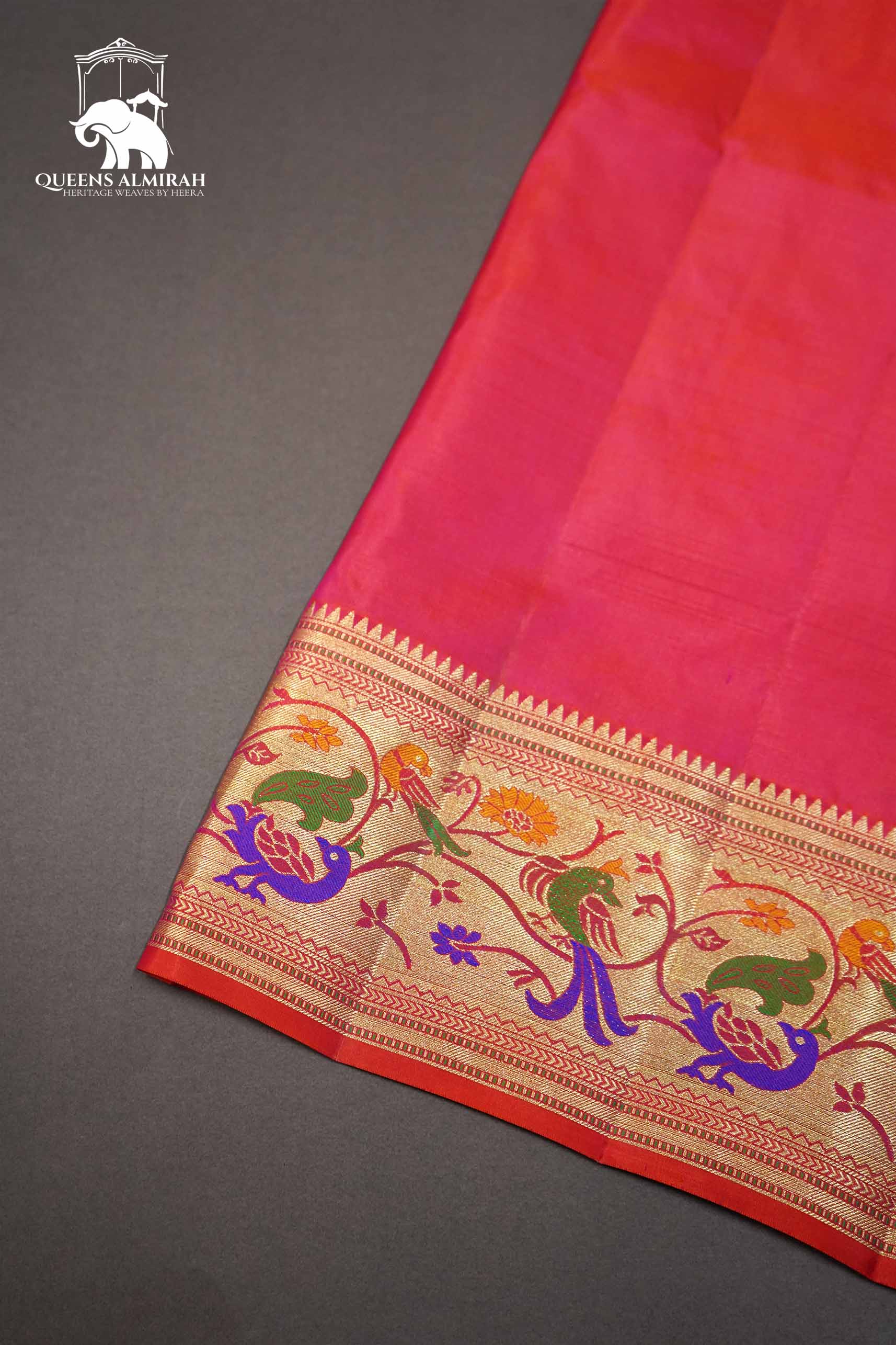 ROYAL BLUE WITH RED SOFT SILK SAREE - Queens Jewel Emporium
