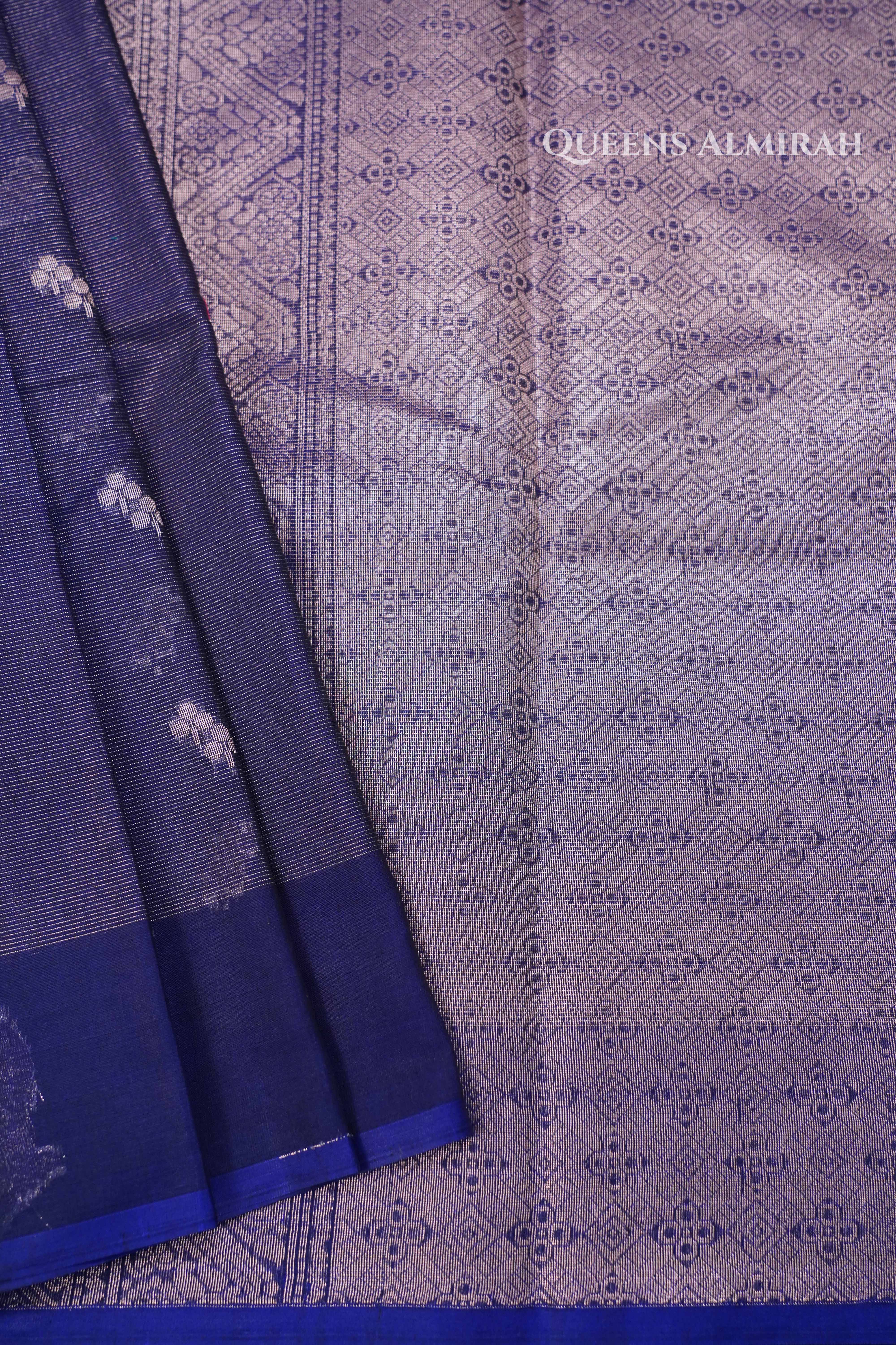 Royal Purple Silk Cotton Saree QUEENS ALMIRAH