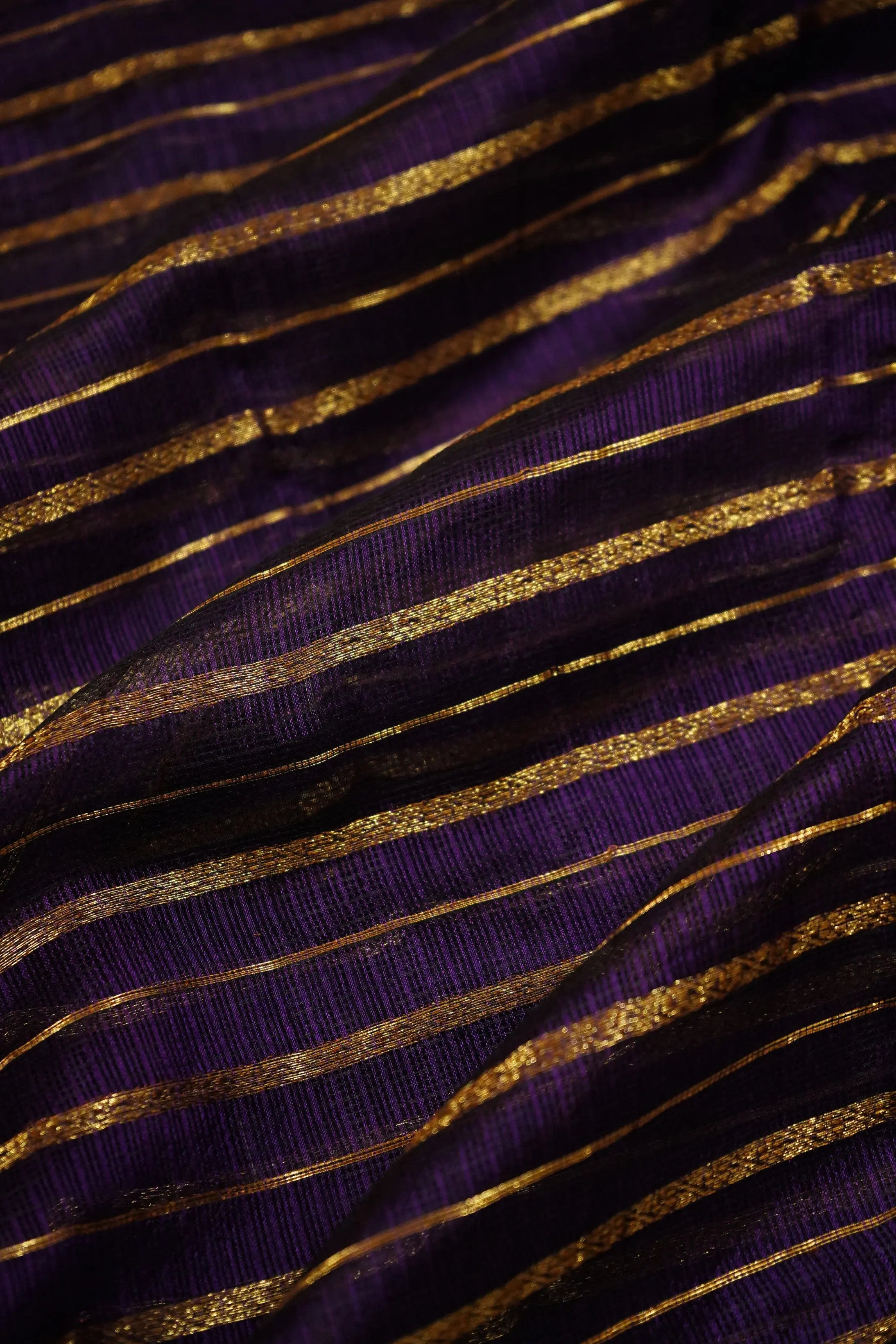 ROYAL PURPLE WITH WOVEN BORDER KOTA SILK SAREE - Queens Jewel Emporium
