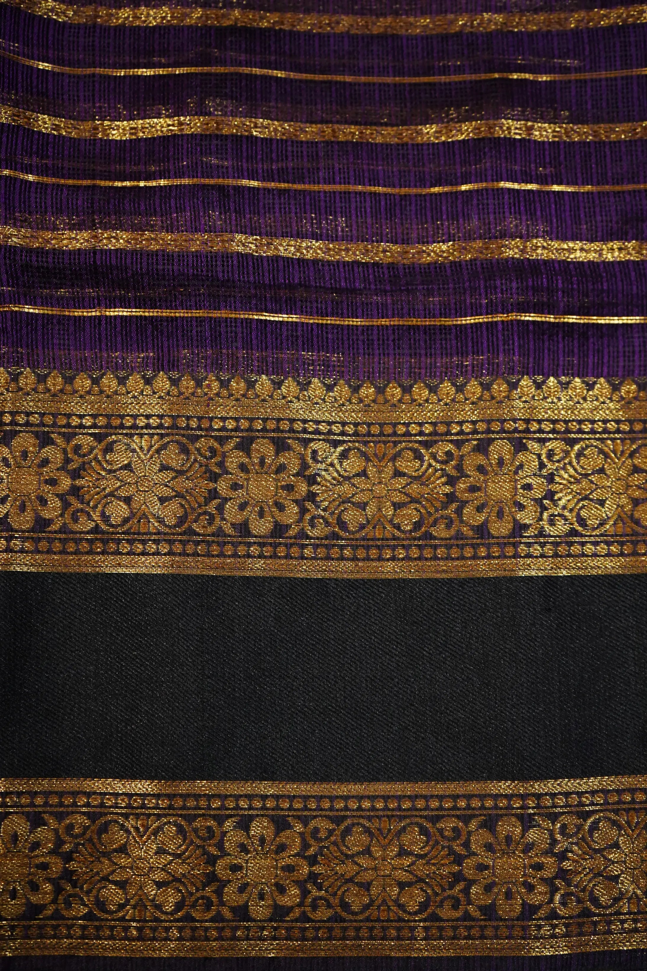ROYAL PURPLE WITH WOVEN BORDER KOTA SILK SAREE - Queens Jewel Emporium