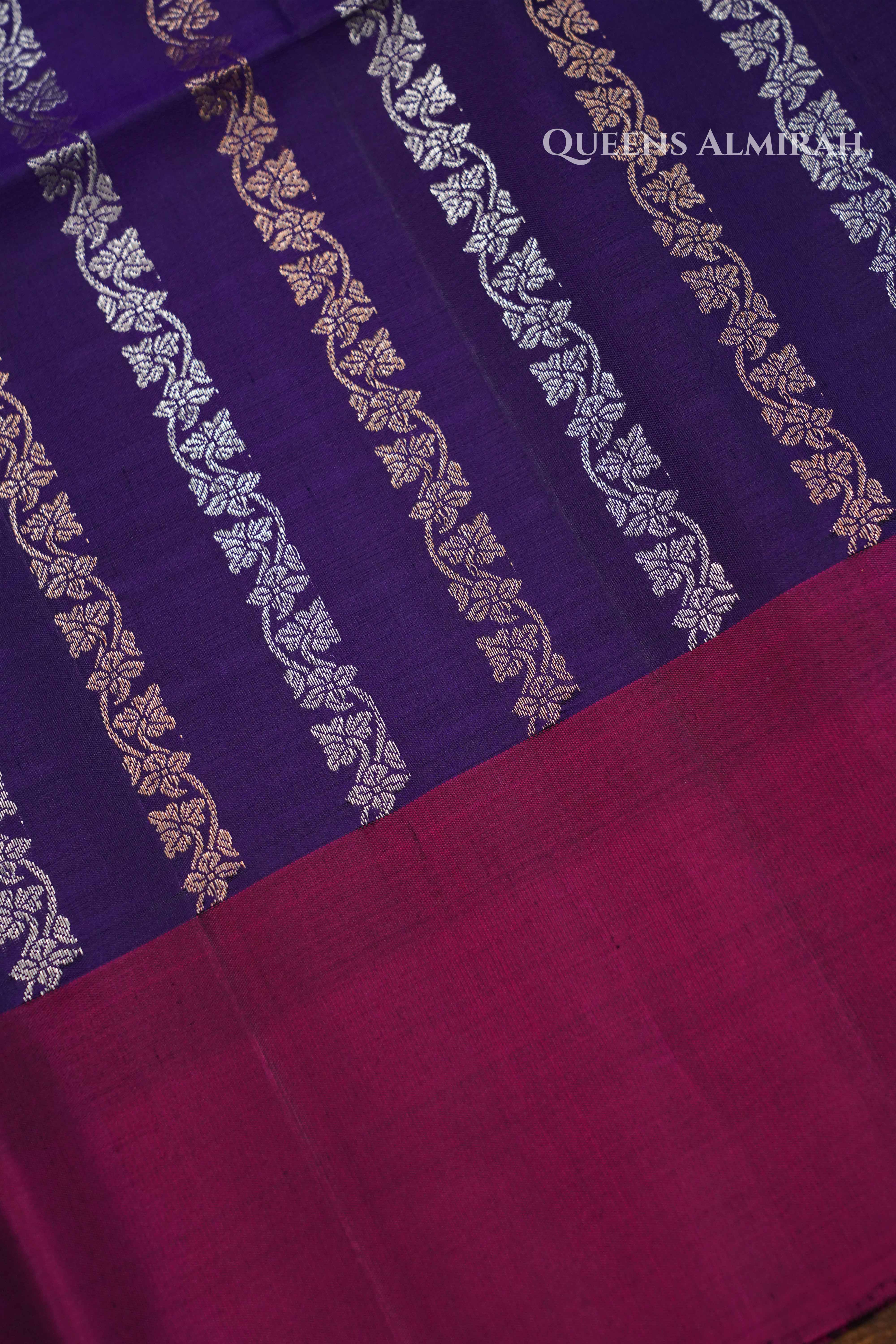 Royal Purple With magenta Pure Soft Silk Saree QUEENS ALMIRAH