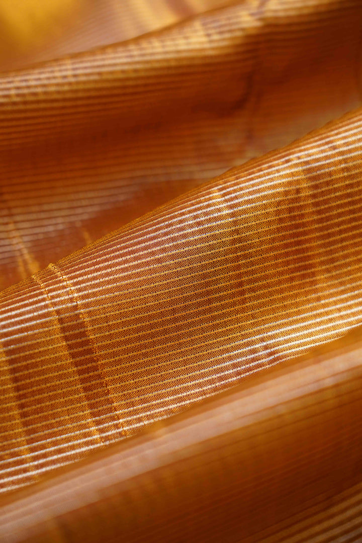GOLDEN COLOR  PURE KANCHIVARAM SILK SAREE - Queens Jewel Emporium