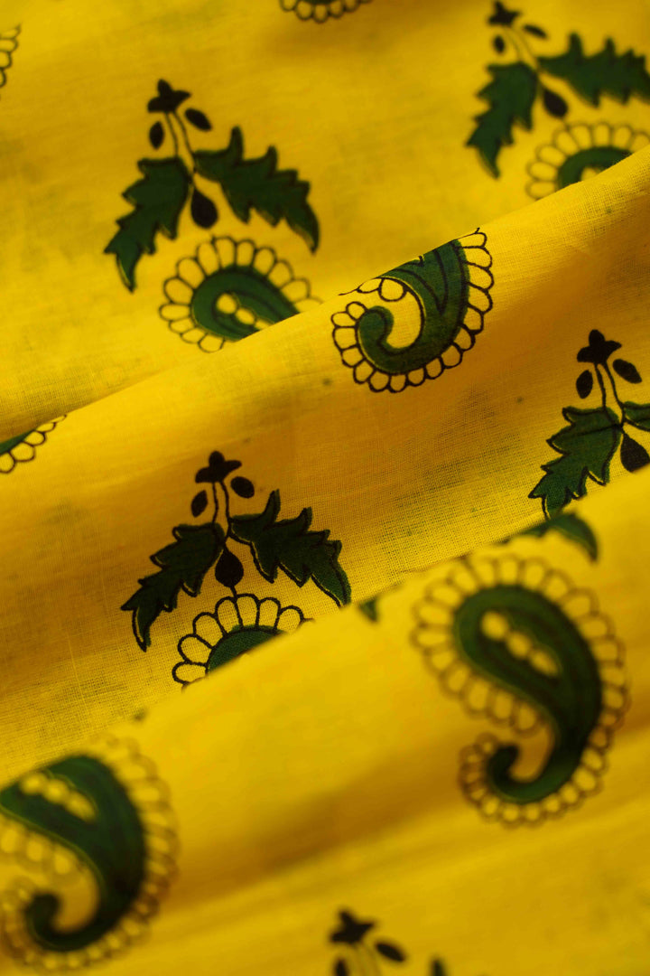 MANGO YELLOW MULMUL COTTON SAREE - Queens Jewel Emporium