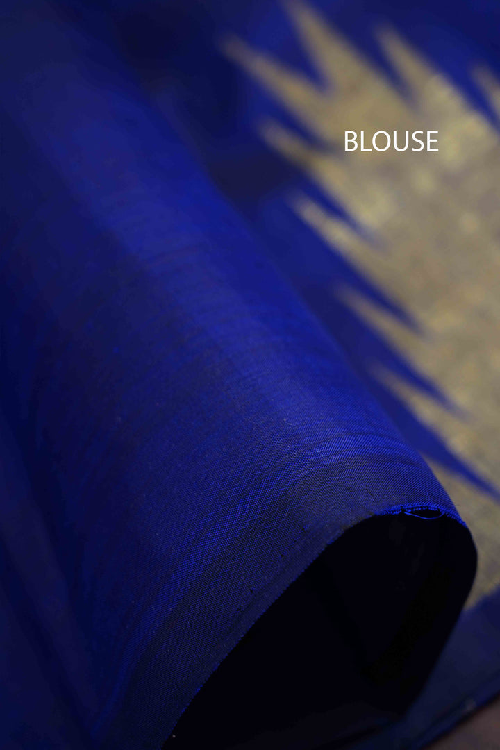DARK ROYAL BLUE PURE KANCHIVARAM SILK SAREE - Queens Jewel Emporium