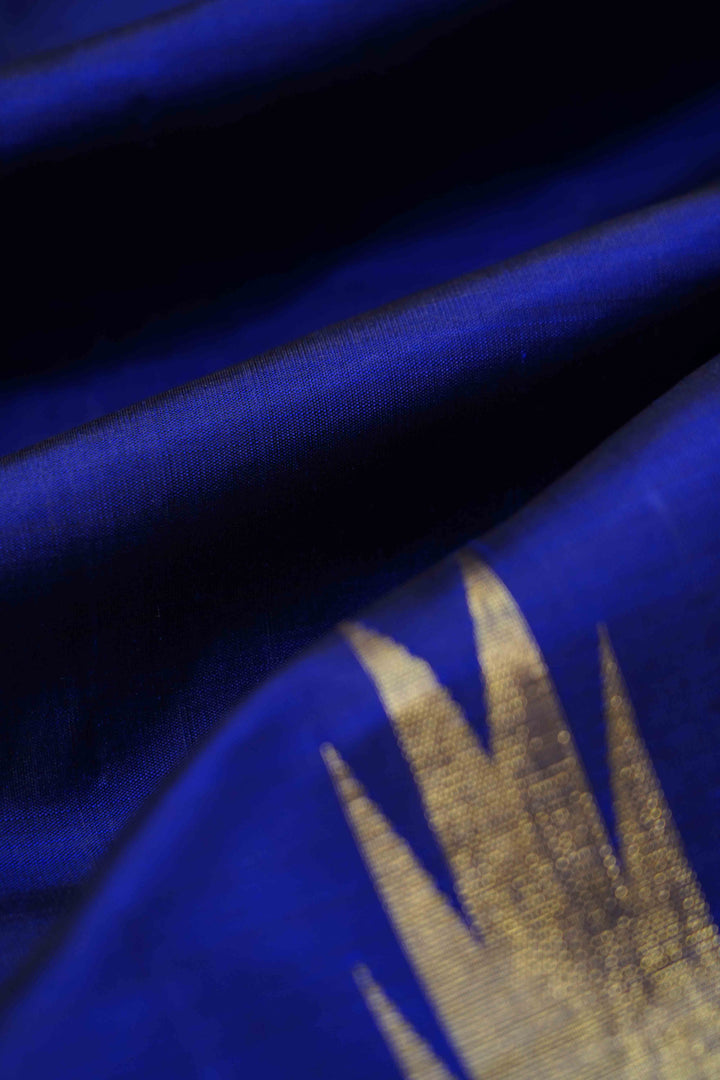 DARK ROYAL BLUE PURE KANCHIVARAM SILK SAREE - Queens Jewel Emporium