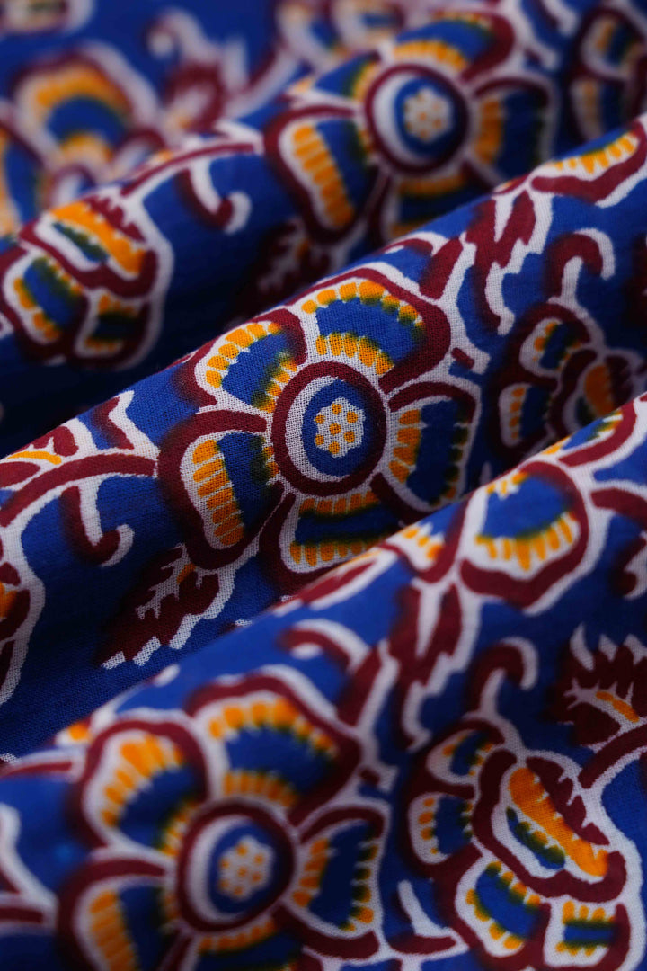 DARK NAVVY BLUE MULMUL COTTON SAREE 2 - Queens Jewel Emporium
