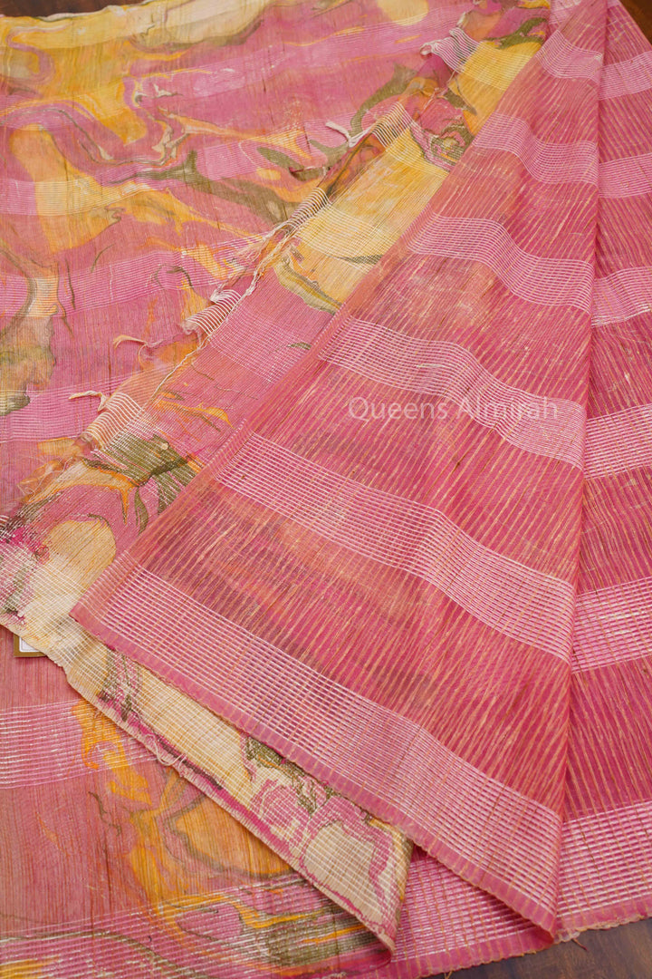 DUSTY ROSE GHICHA ORAGANZA SAREE - Queens Jewel Emporium