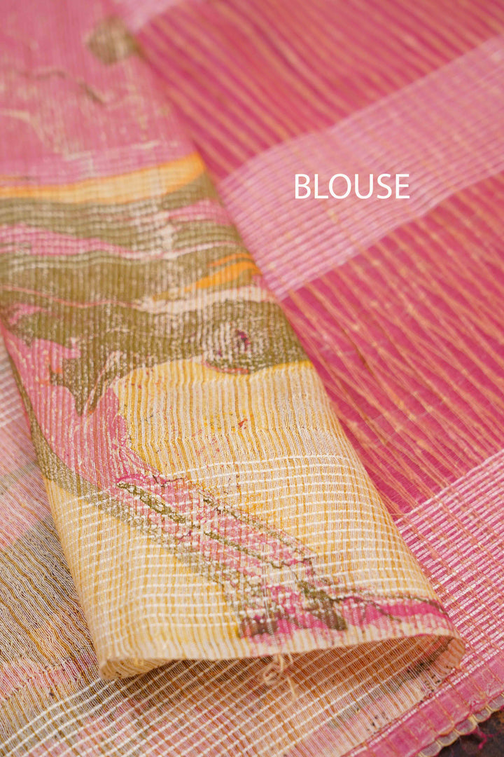 DUSTY ROSE GHICHA ORAGANZA SAREE - Queens Jewel Emporium