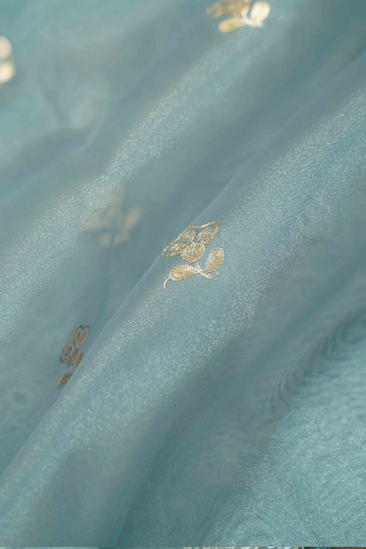 PASTEL BLUE SILK ORGANZA SAREE - Queens Jewel Emporium