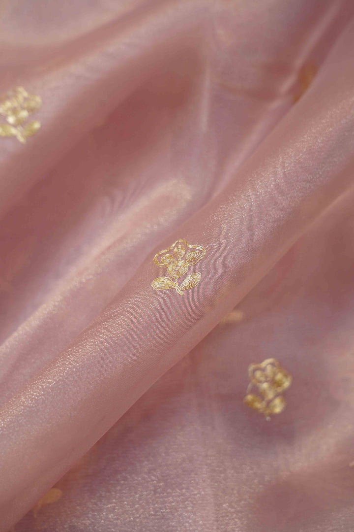 TURKISH ROSE SILK ORGANZA SAREE - Queens Jewel Emporium