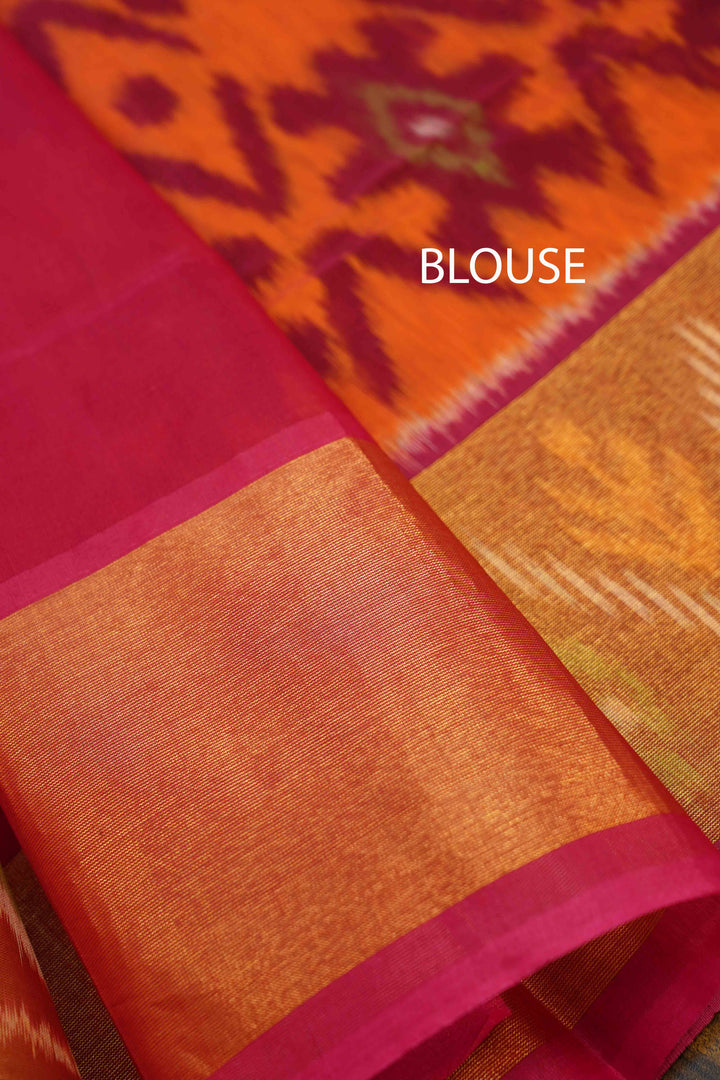 PURE SILK COTTON -PAPAYA WITH RASPBERRY - Queens Jewel Emporium