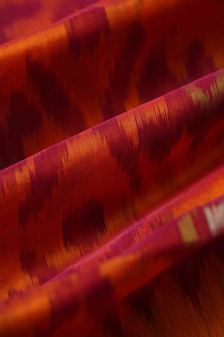 PURE SILK COTTON -PAPAYA WITH RASPBERRY - Queens Jewel Emporium
