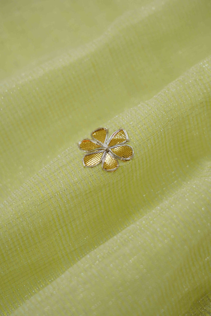 DUSKY GREEN KOTA TISSUE SAREE - Queens Jewel Emporium