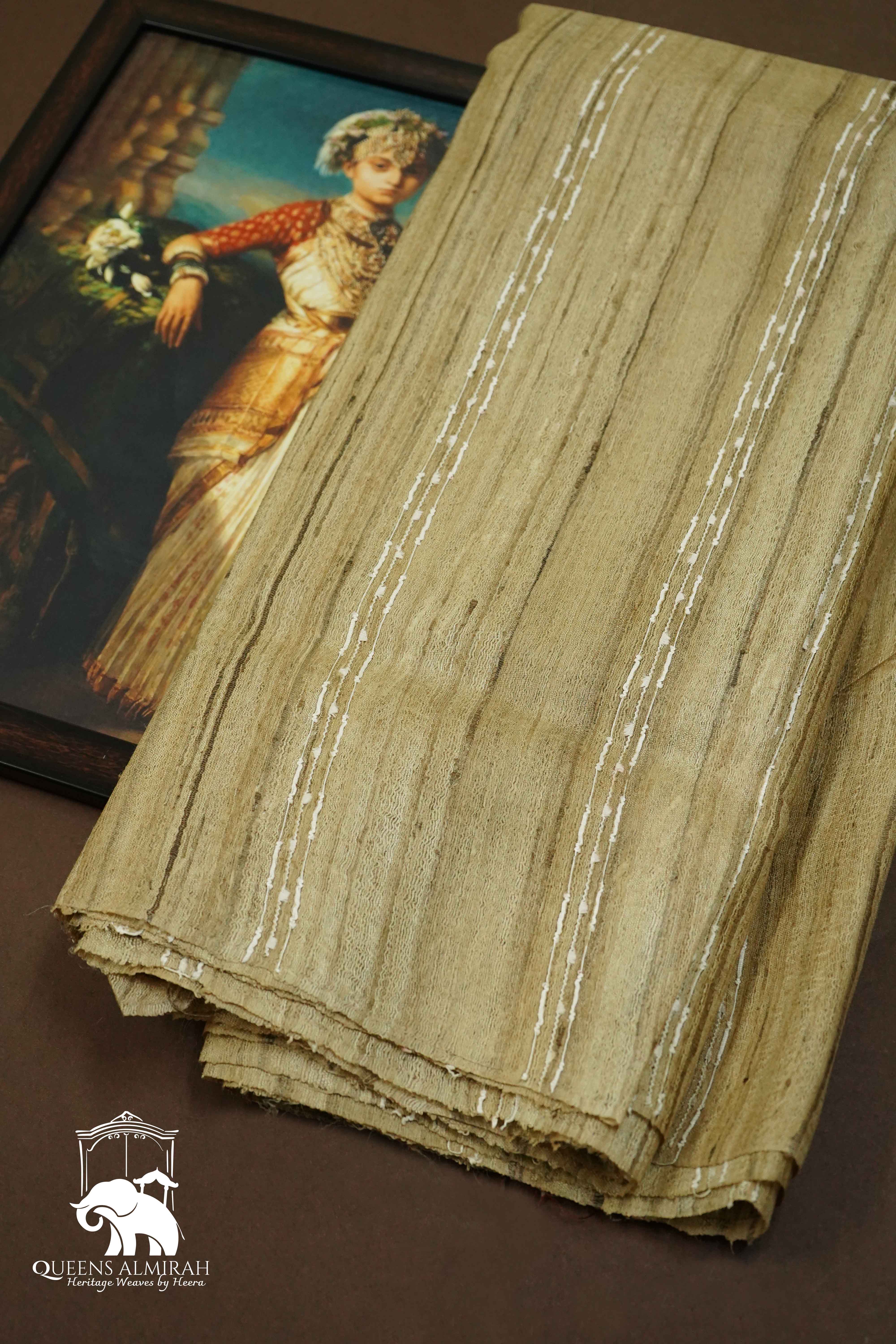 SANDAL WITH DUSKY  RED GHICHA TUSSAR SILK SAREE - Queens Jewel Emporium