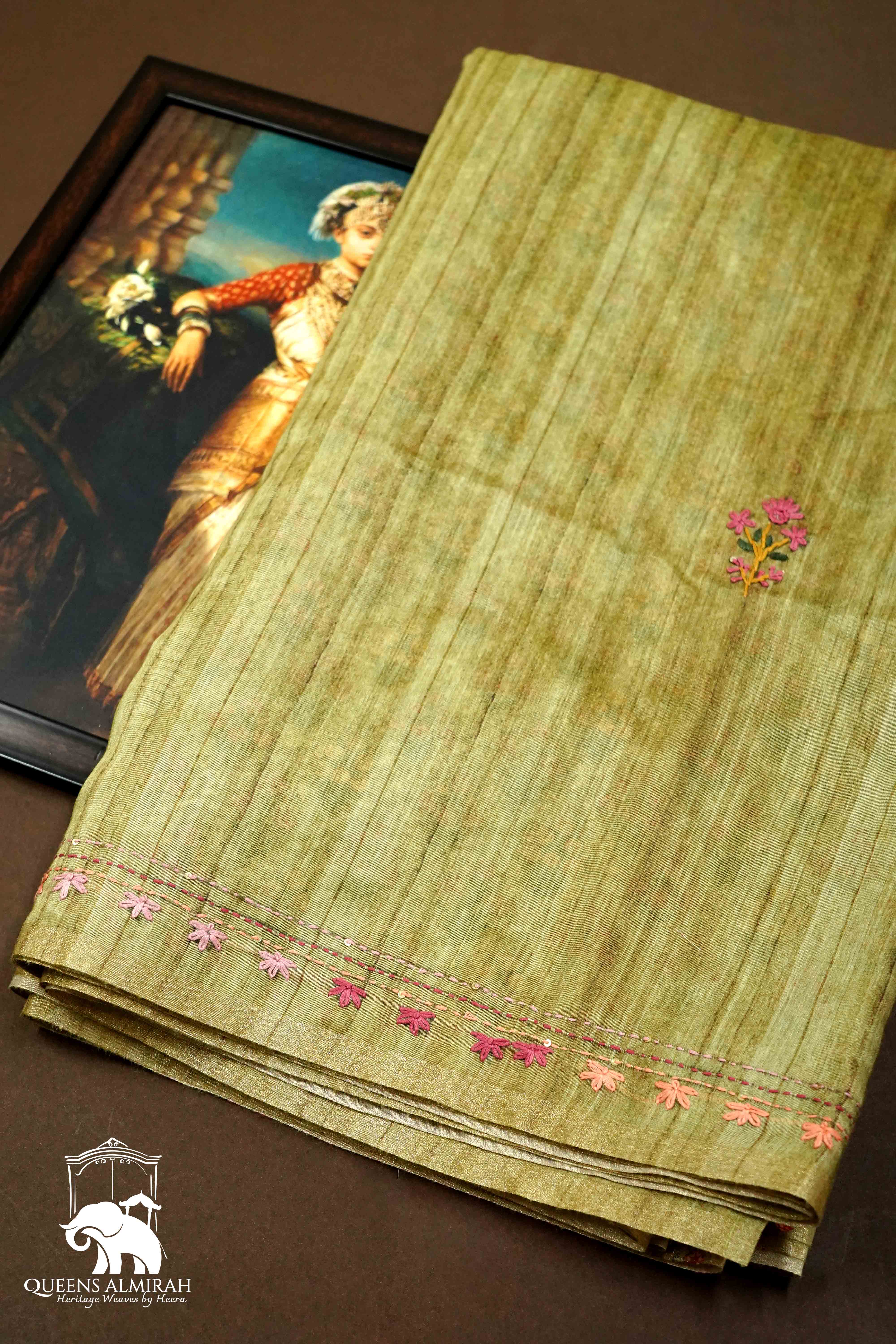 SANDY BROWN TUSSAR CHANDERI SAREE - Queens Jewel Emporium