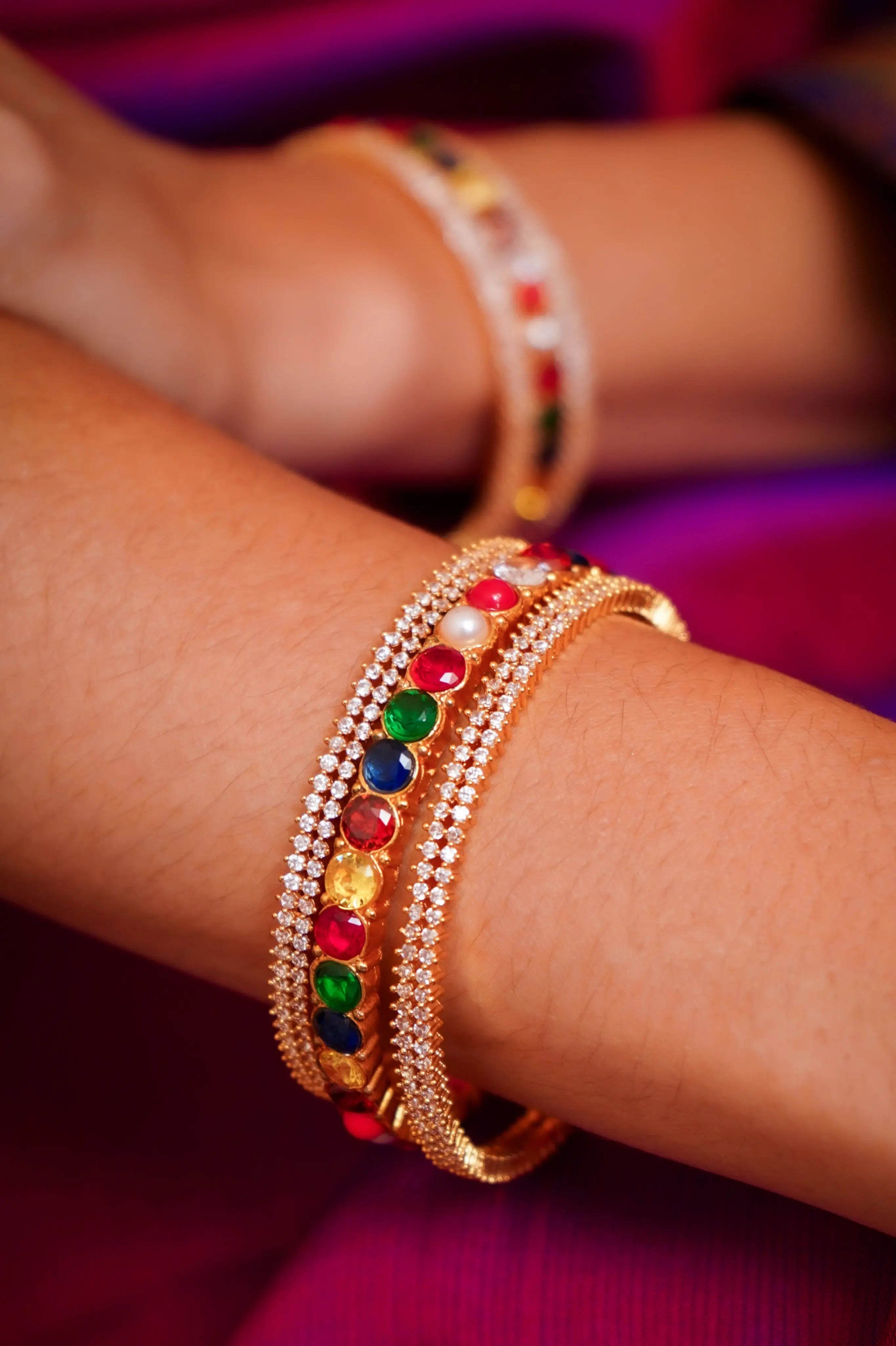SAROJADEVI SET BANGLES (3 NOS) - Queens Jewel Emporium