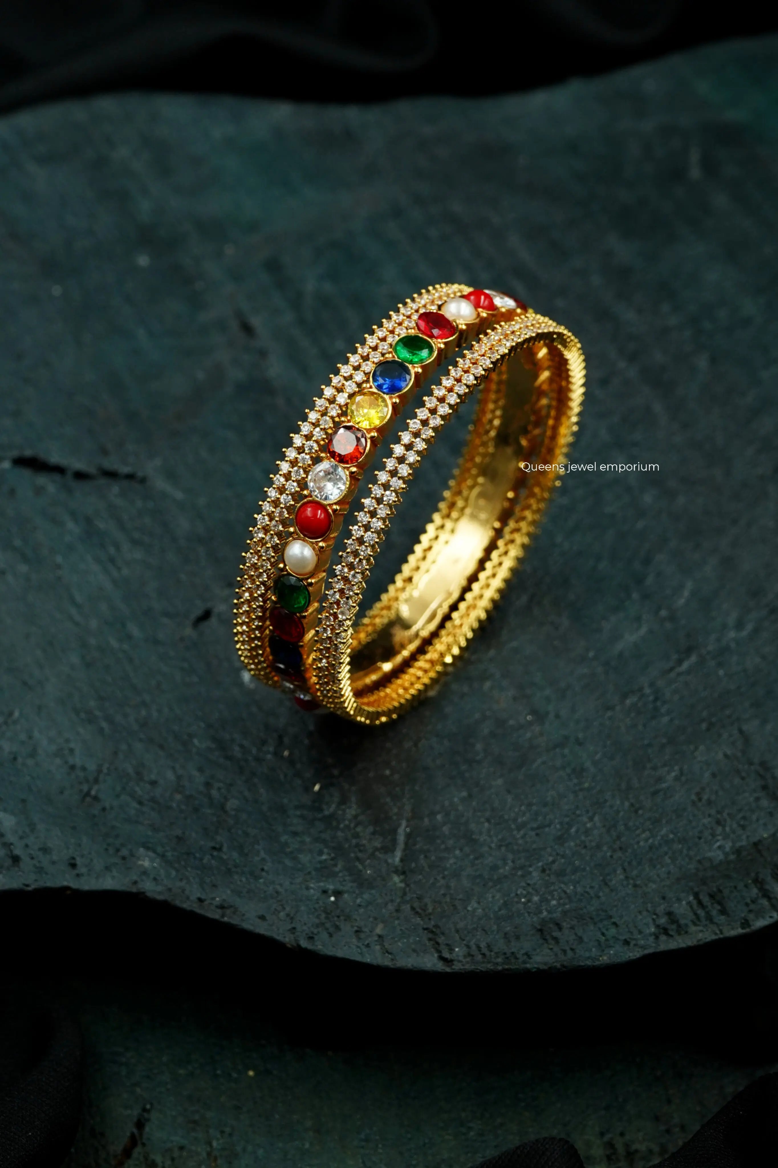 SAROJADEVI SET BANGLES (3 NOS) - Queens Jewel Emporium