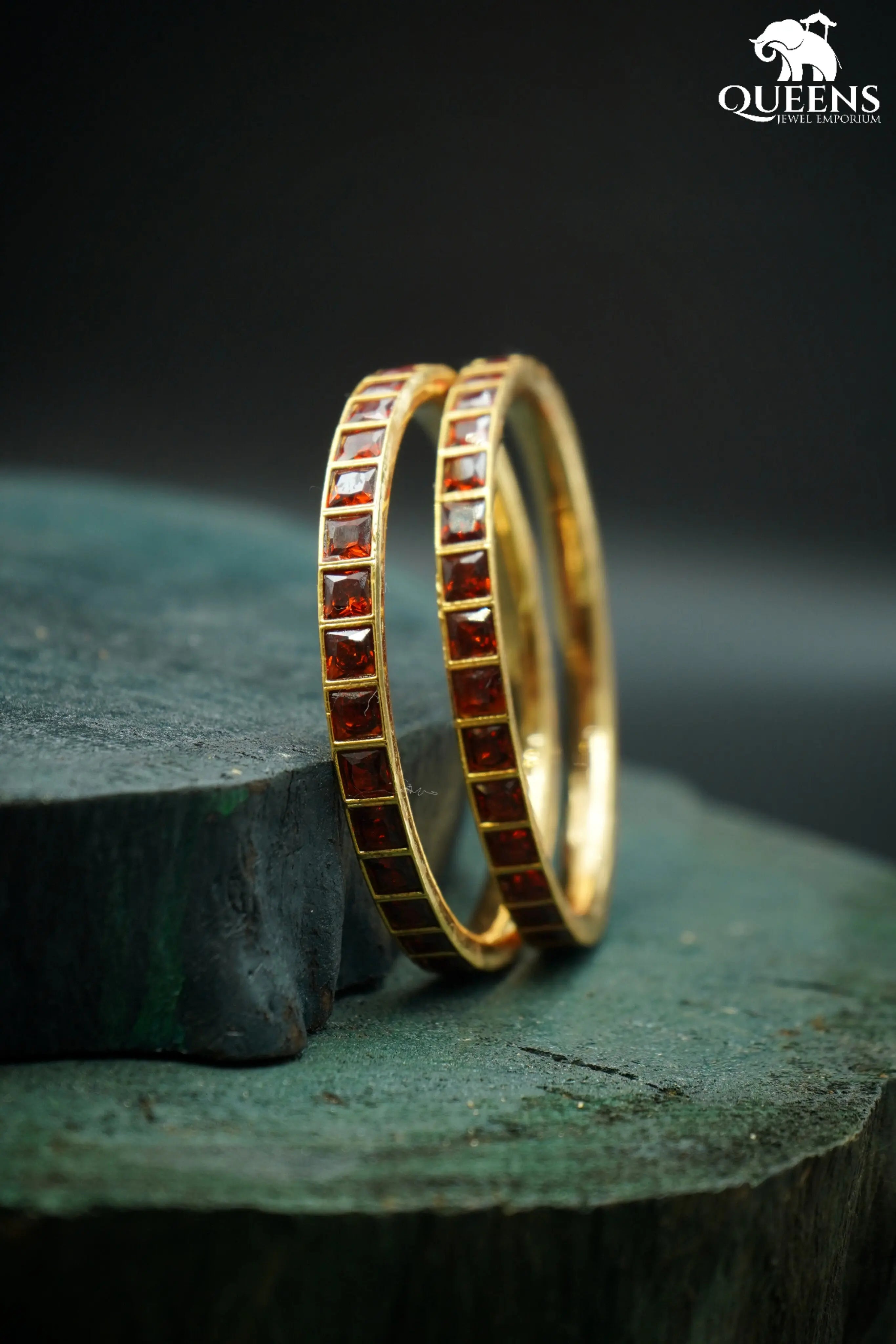SATHURA GARNET BANGLES - Queens Jewel Emporium
