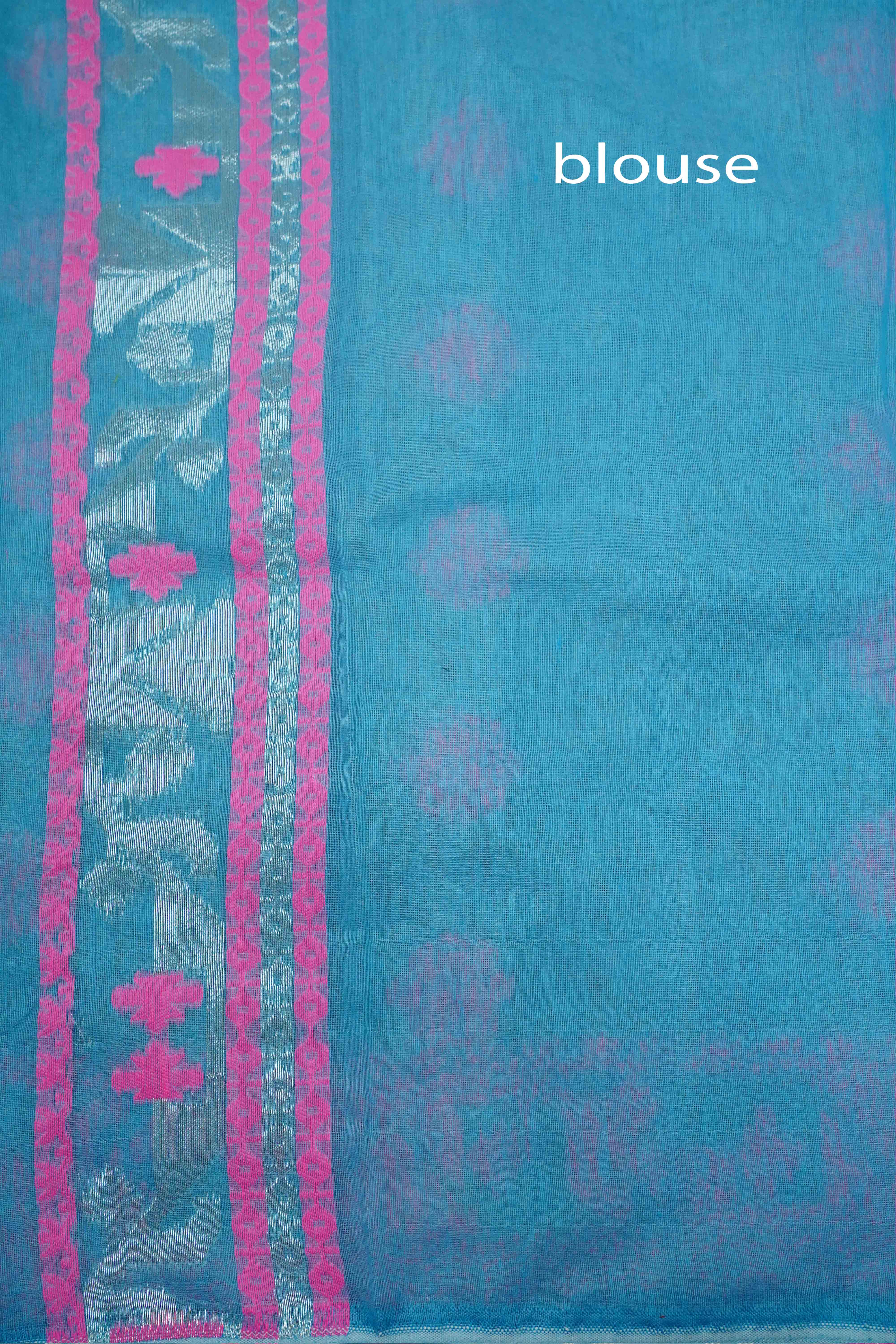 SEA BLUE JAMDANI COTTON SAREE - Queens Jewel Emporium