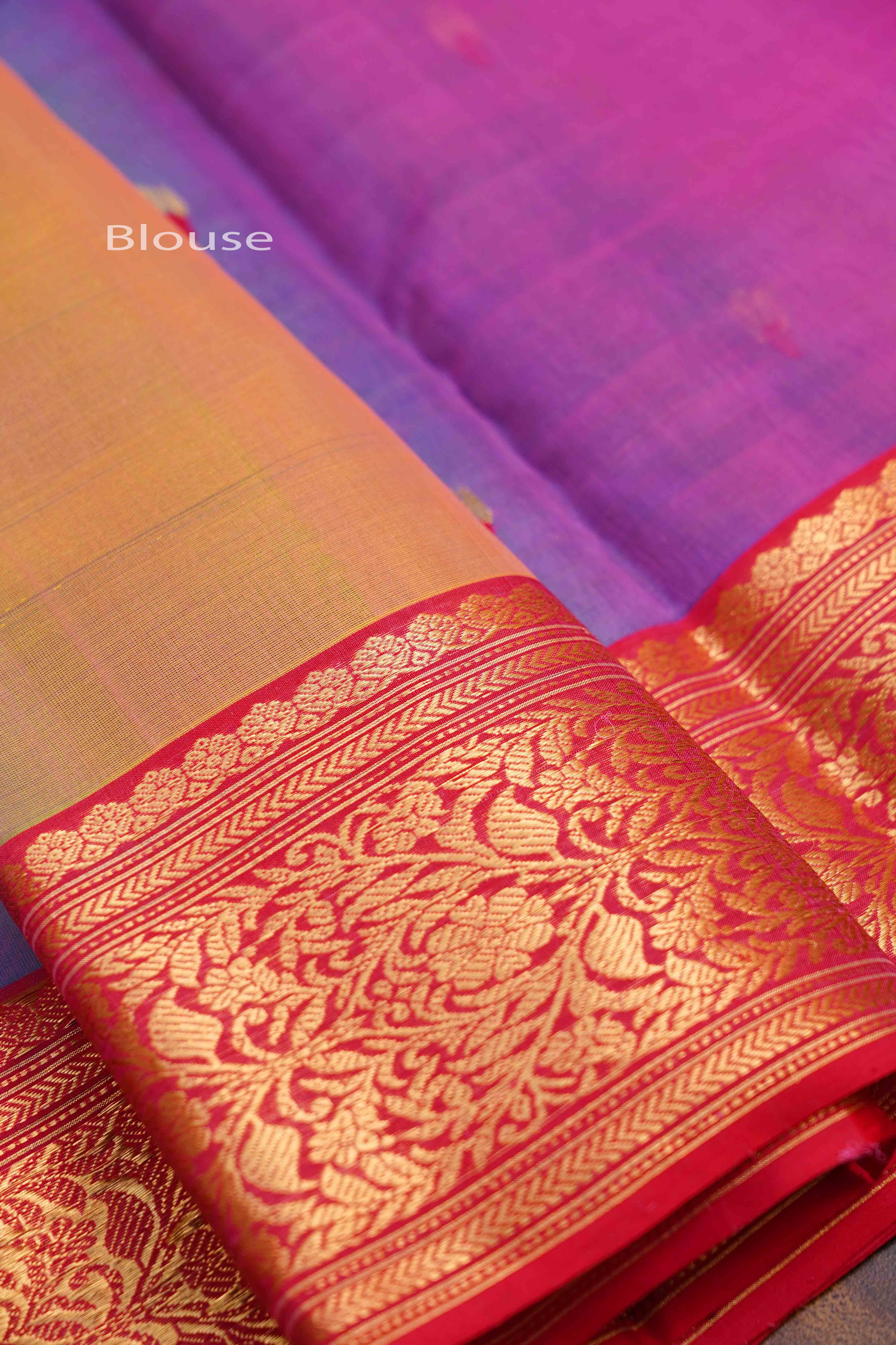 SHADES OF LOVE BIRDS - KATAN HANDLOOM PURE CHANDERI SILK SAREE - Queens Jewel Emporium
