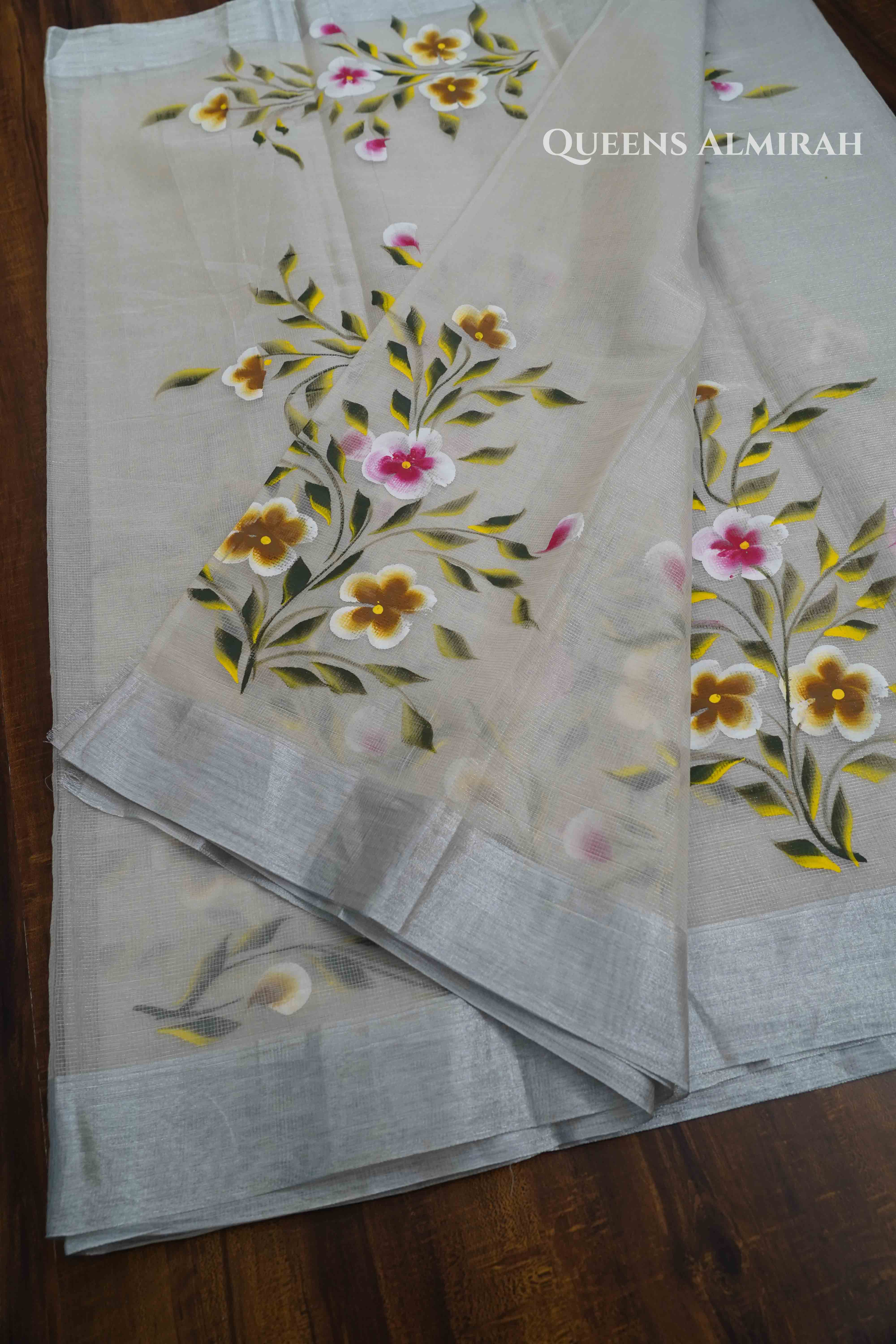 SILVER KOTA TISSUE SAREE . - Queens Jewel Emporium