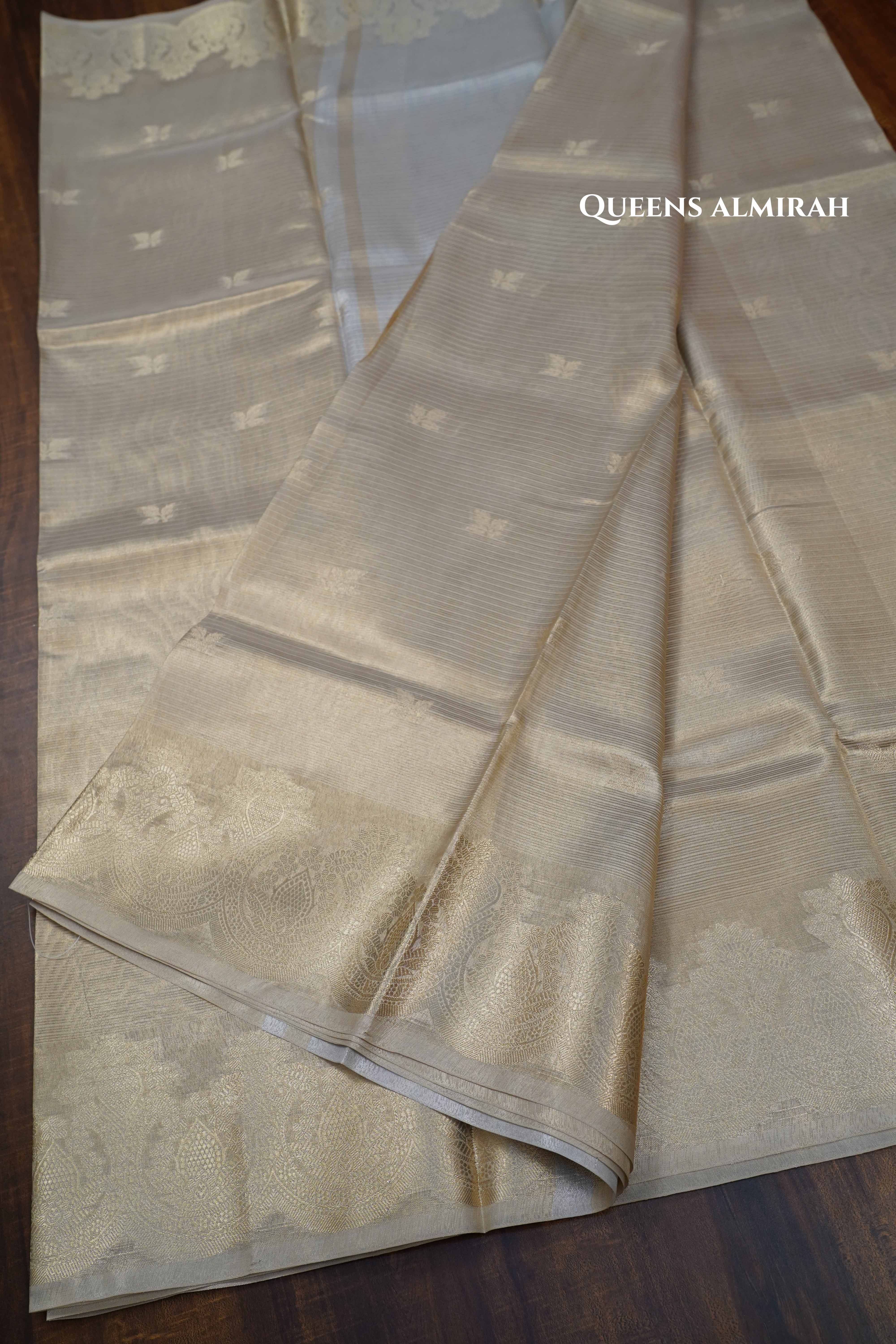 SILVER KOTA TISSUE SAREE - Queens Jewel Emporium