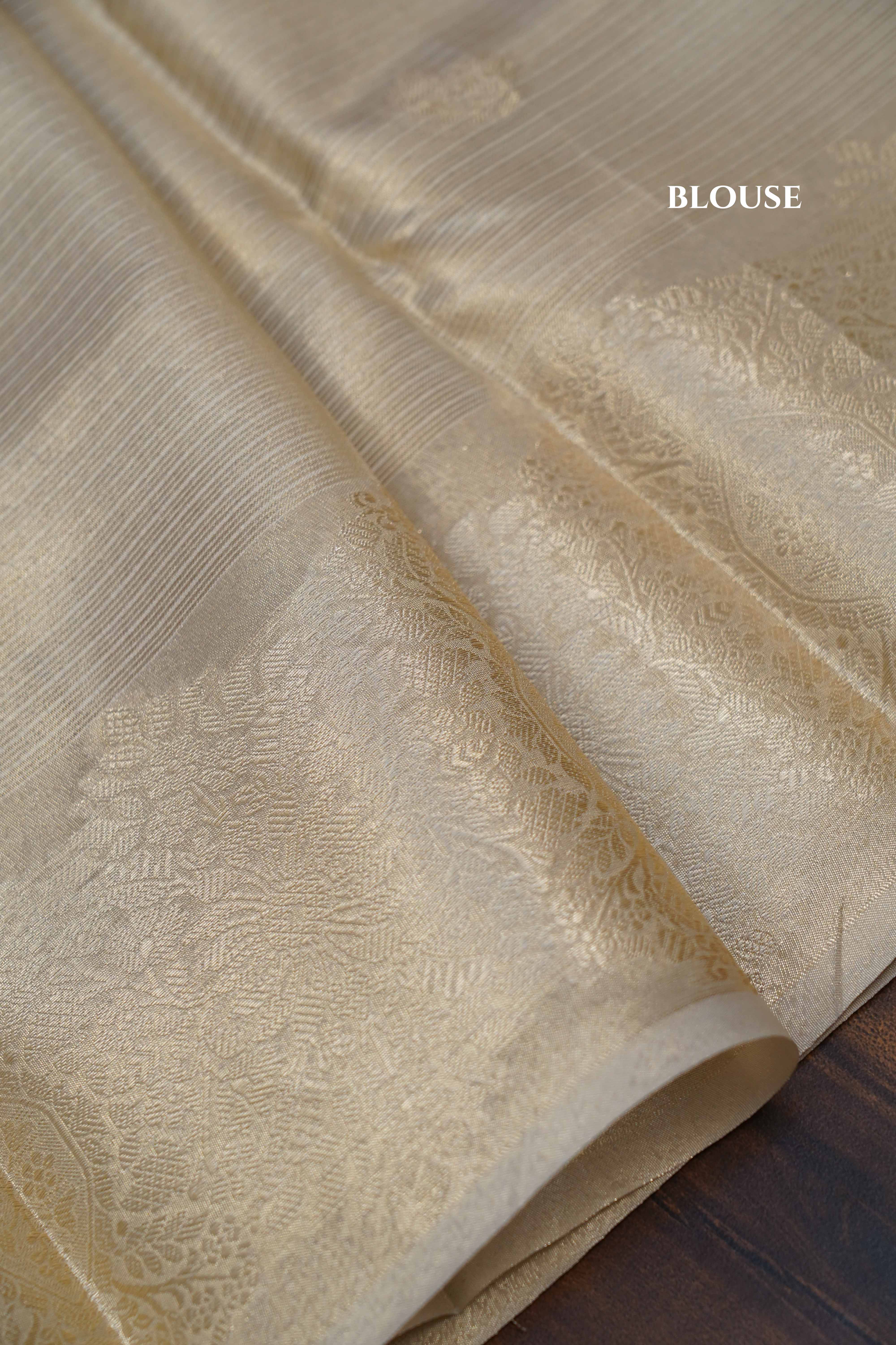 SILVER KOTA TISSUE SAREE 2 - Queens Jewel Emporium