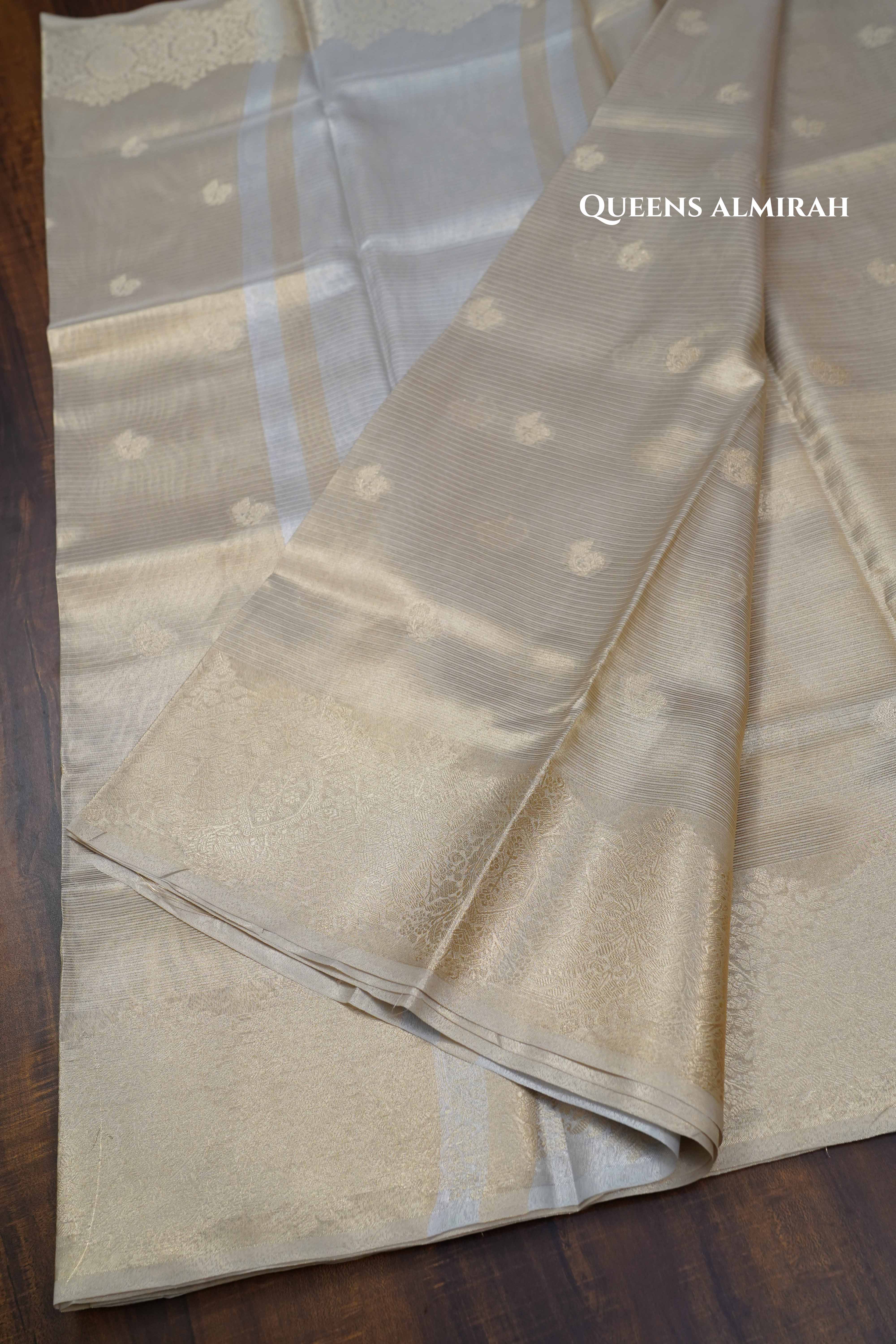 SILVER KOTA TISSUE SAREE 2 - Queens Jewel Emporium
