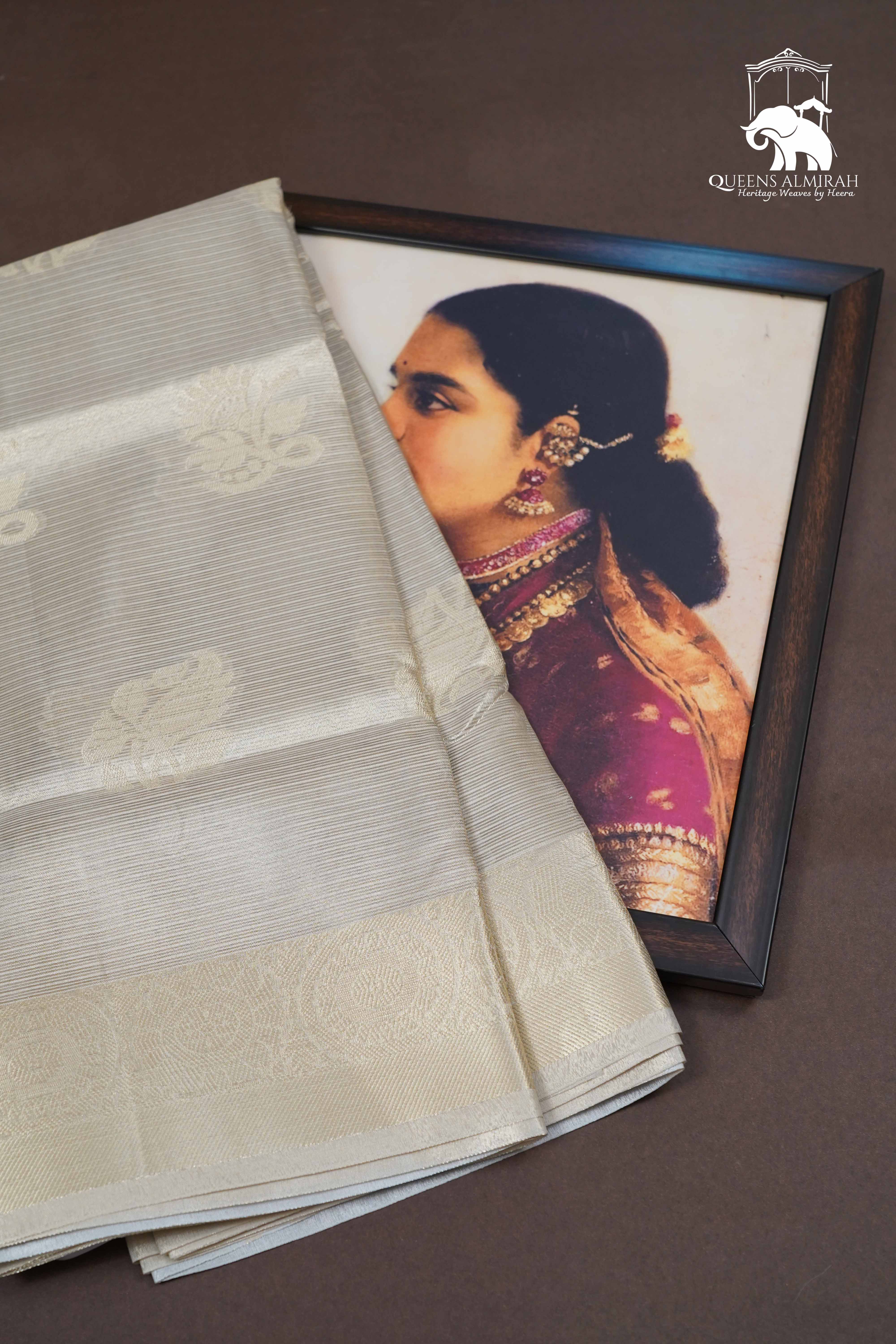 SILVER KOTA TISSUE SAREE 3 - Queens Jewel Emporium