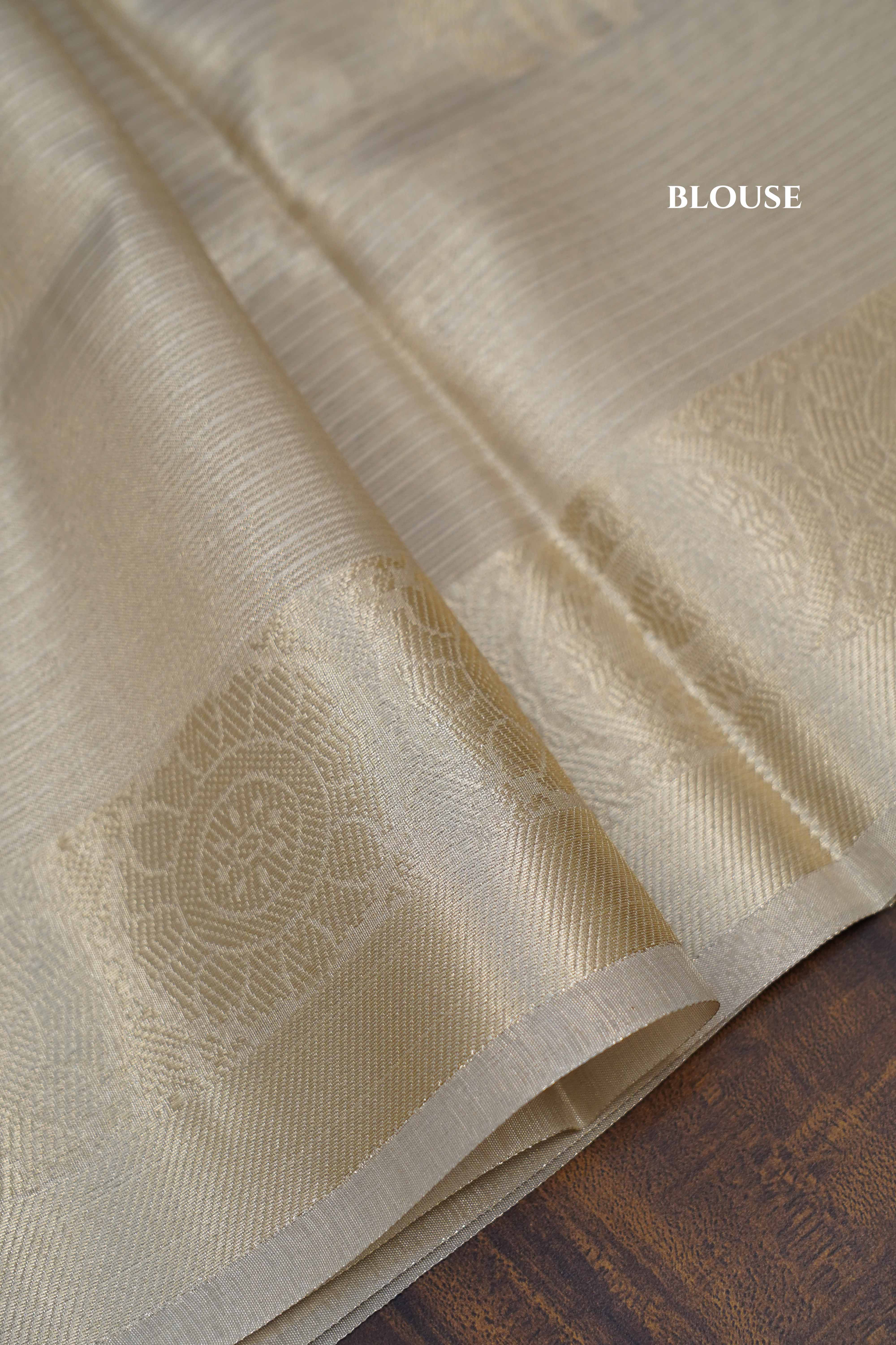 SILVER KOTA TISSUE SAREE 3 - Queens Jewel Emporium