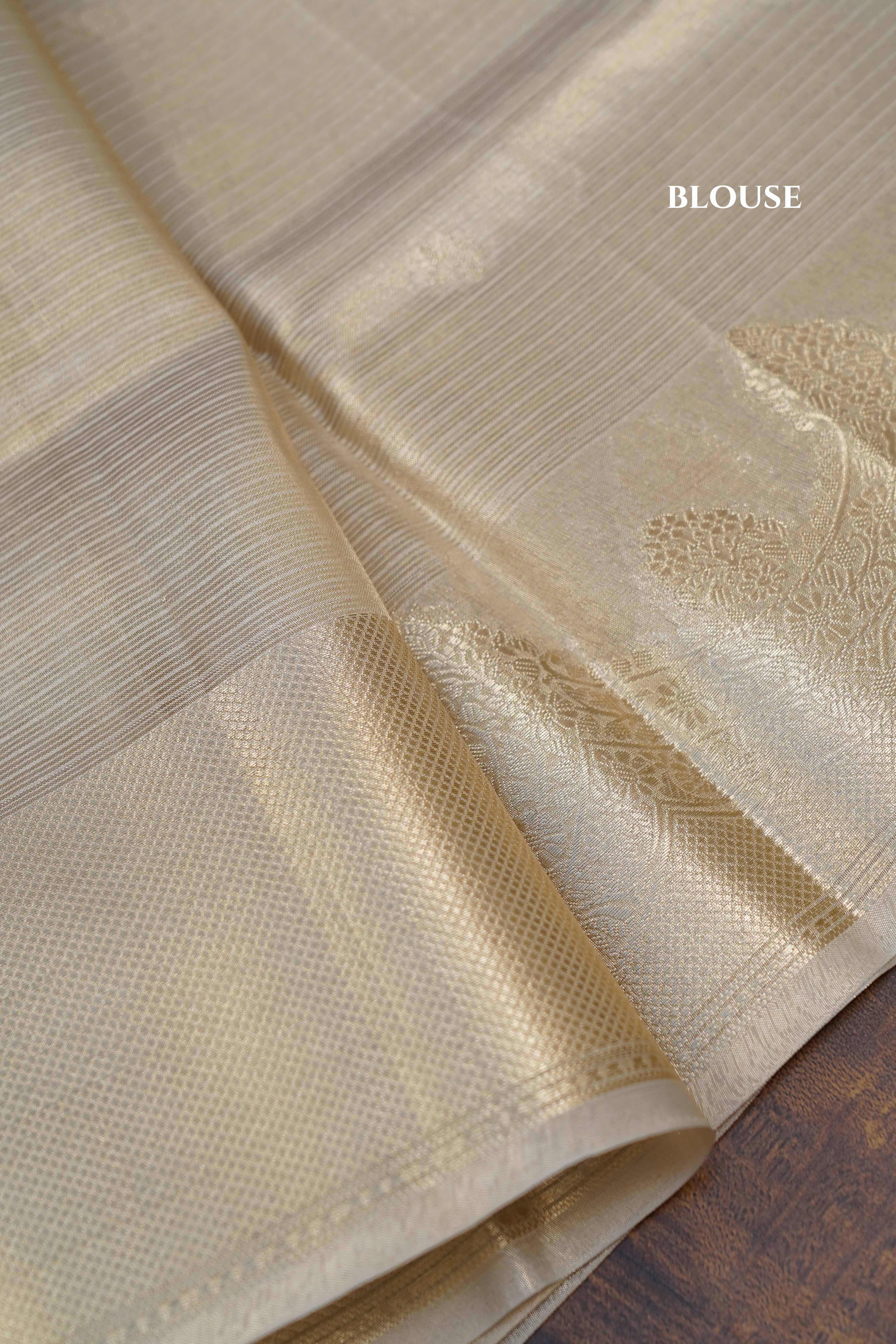 SILVER KOTA TISSUE SAREE 4 - Queens Jewel Emporium