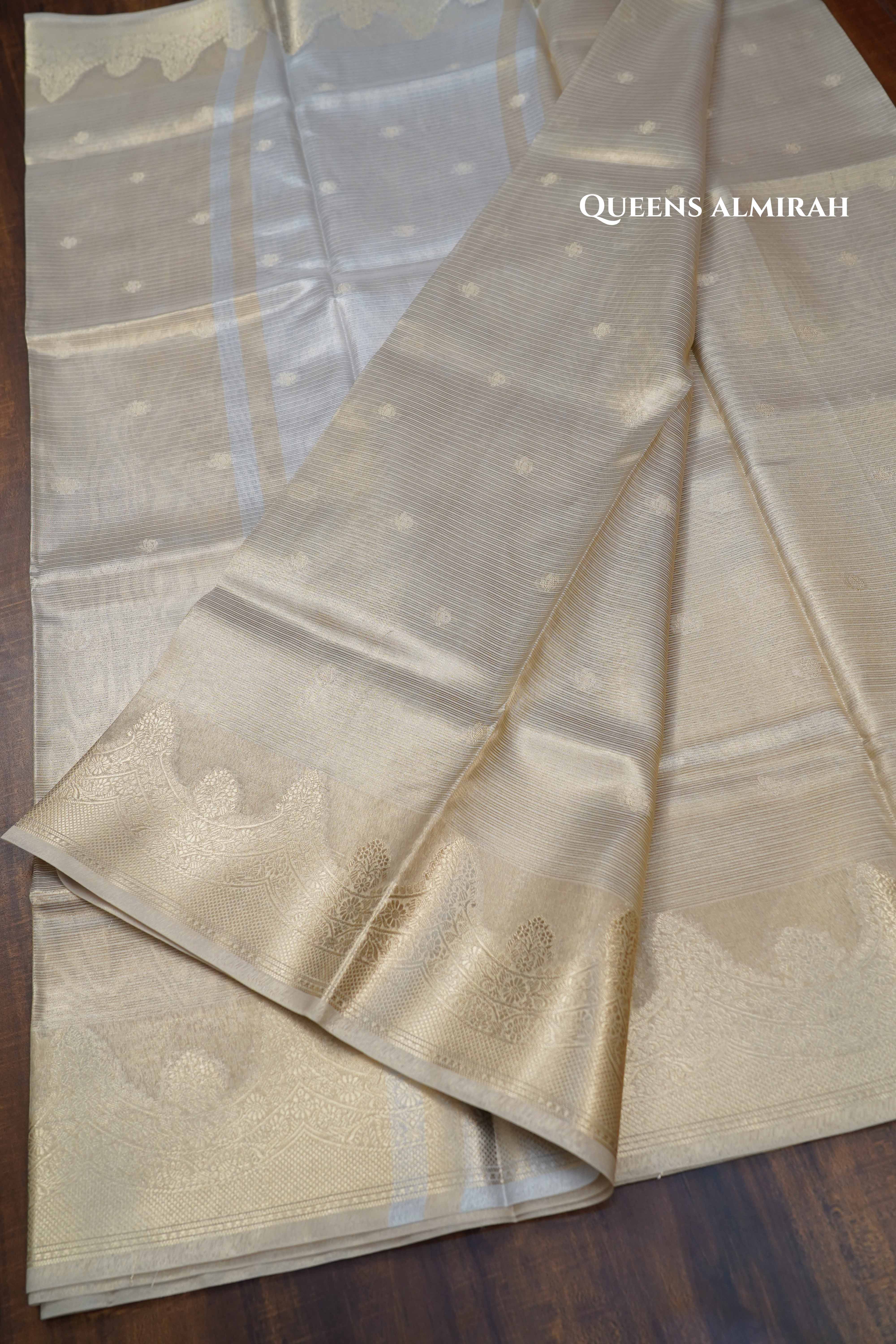SILVER KOTA TISSUE SAREE 4 - Queens Jewel Emporium