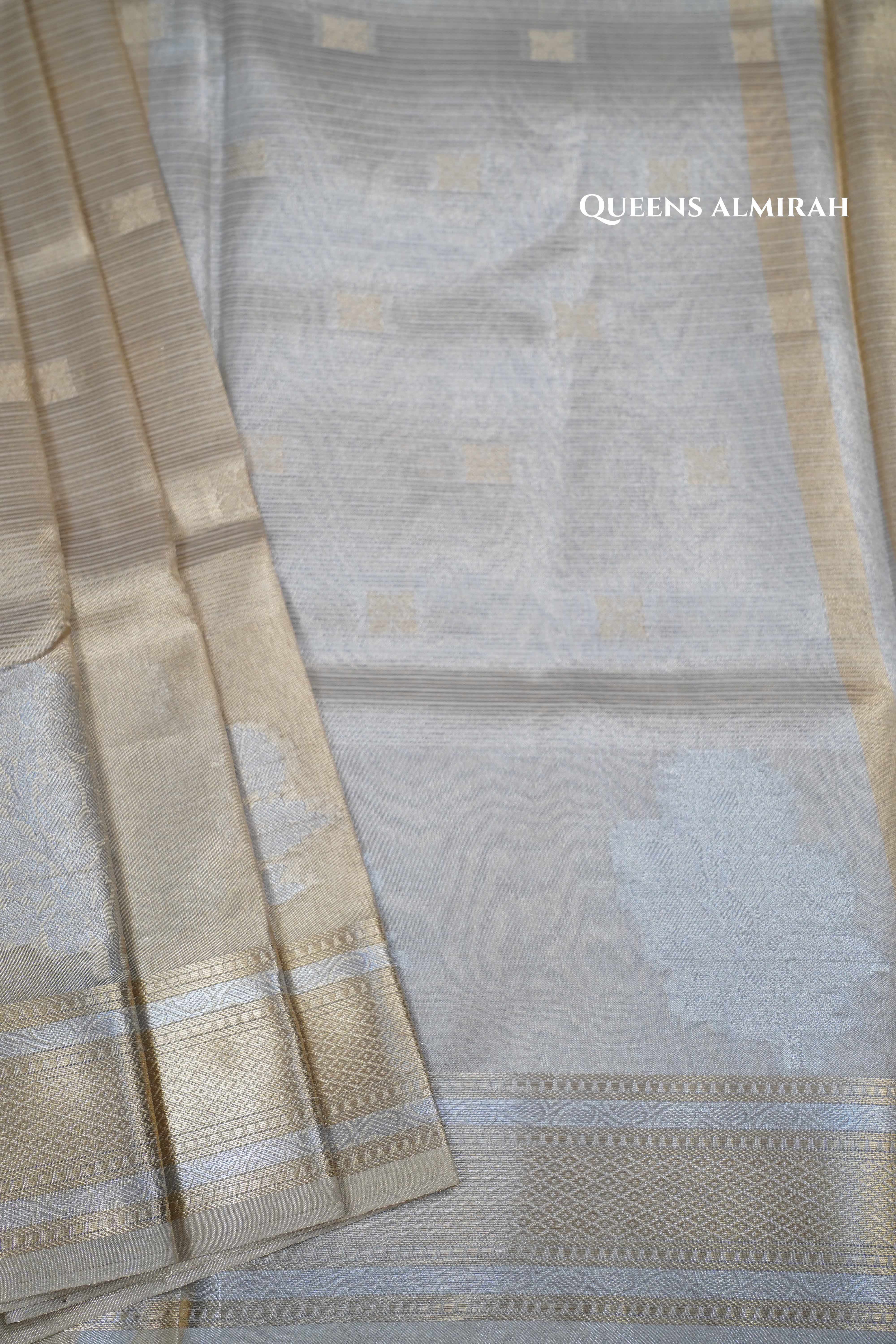 SILVER KOTA TISSUE SAREE 5 - Queens Jewel Emporium