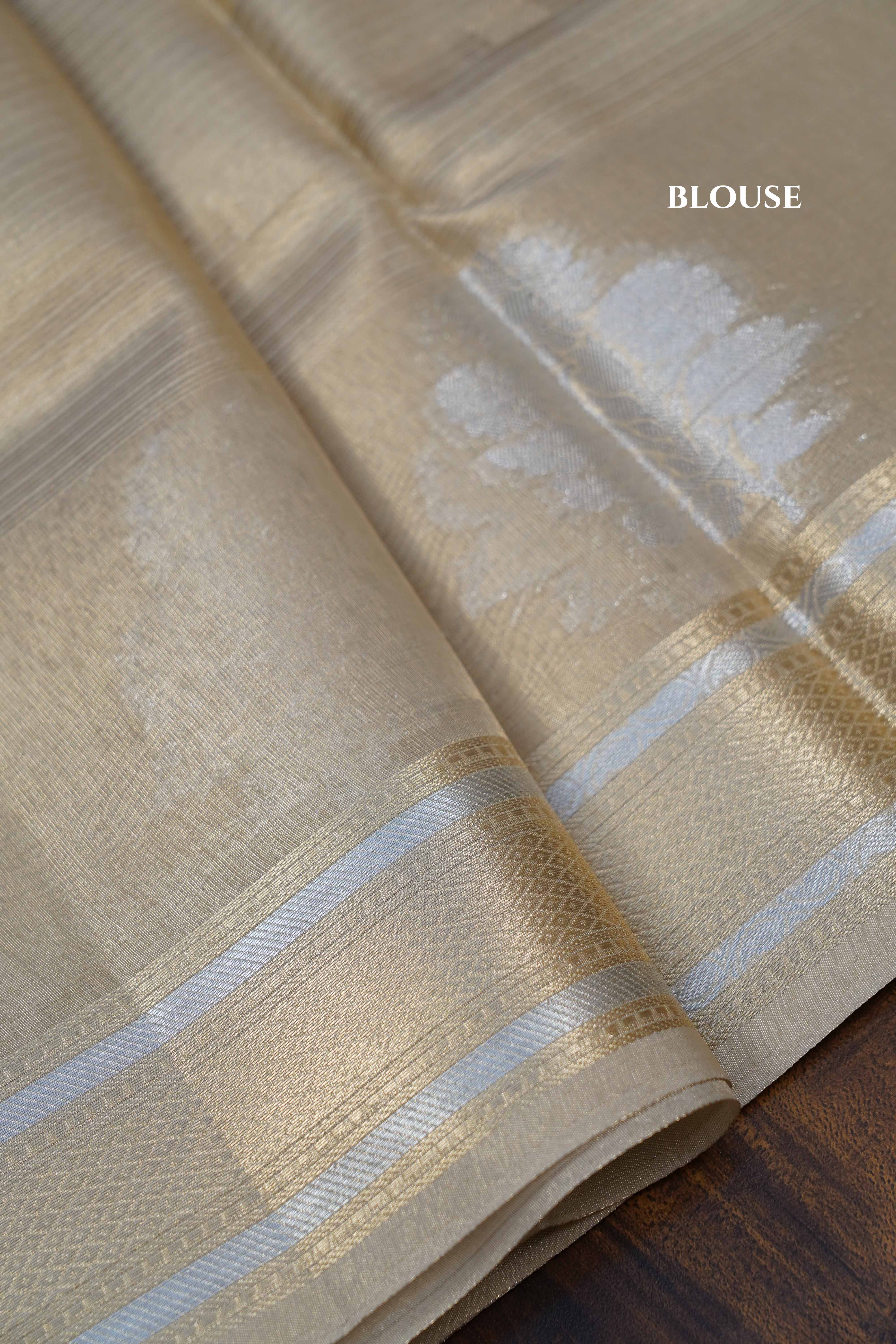 SILVER KOTA TISSUE SAREE 5 - Queens Jewel Emporium