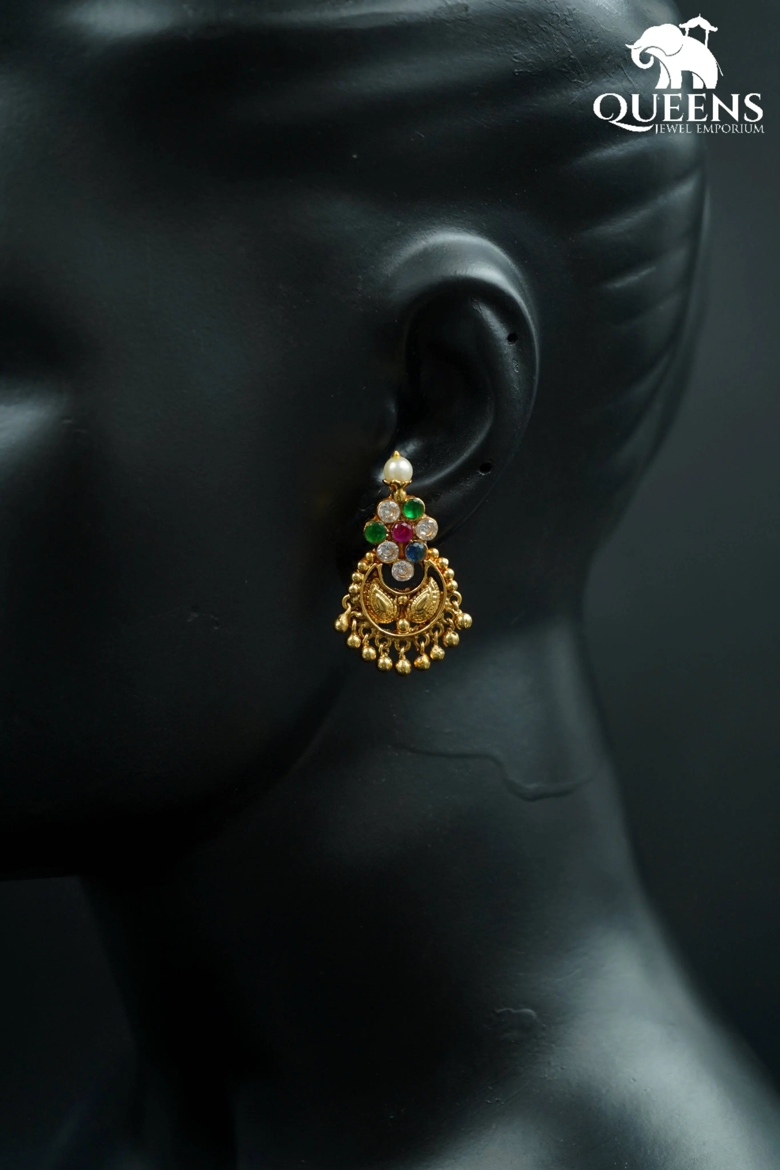 SIMPLE CHANDBALI - MULTI STONES - Queens Jewel Emporium
