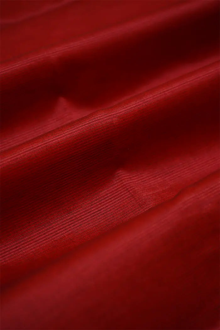 SINDOOR RED  WITH WOVEN BORDER MANGALGIRI SAREE - Queens Jewel Emporium